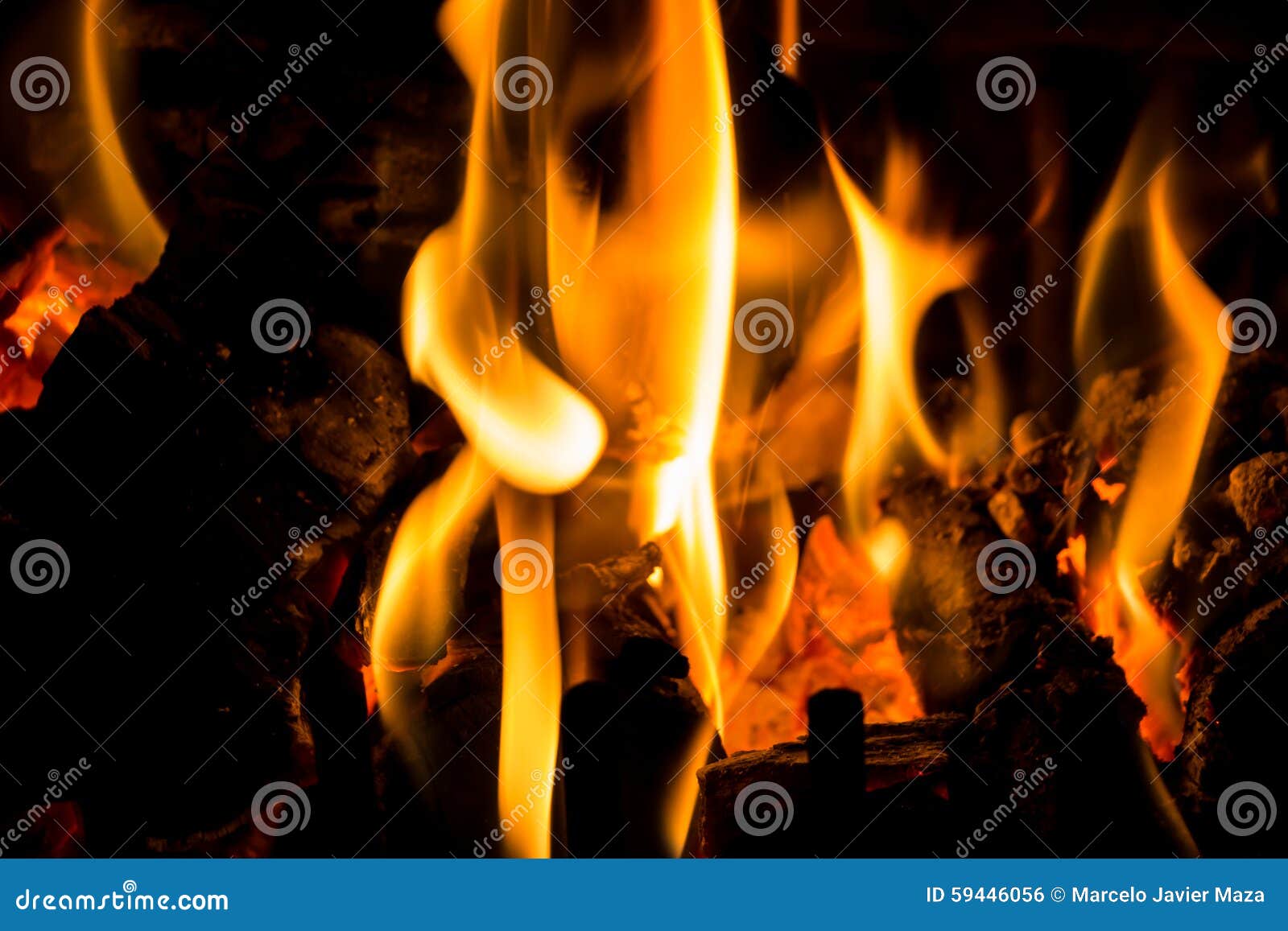logs and coal on fire