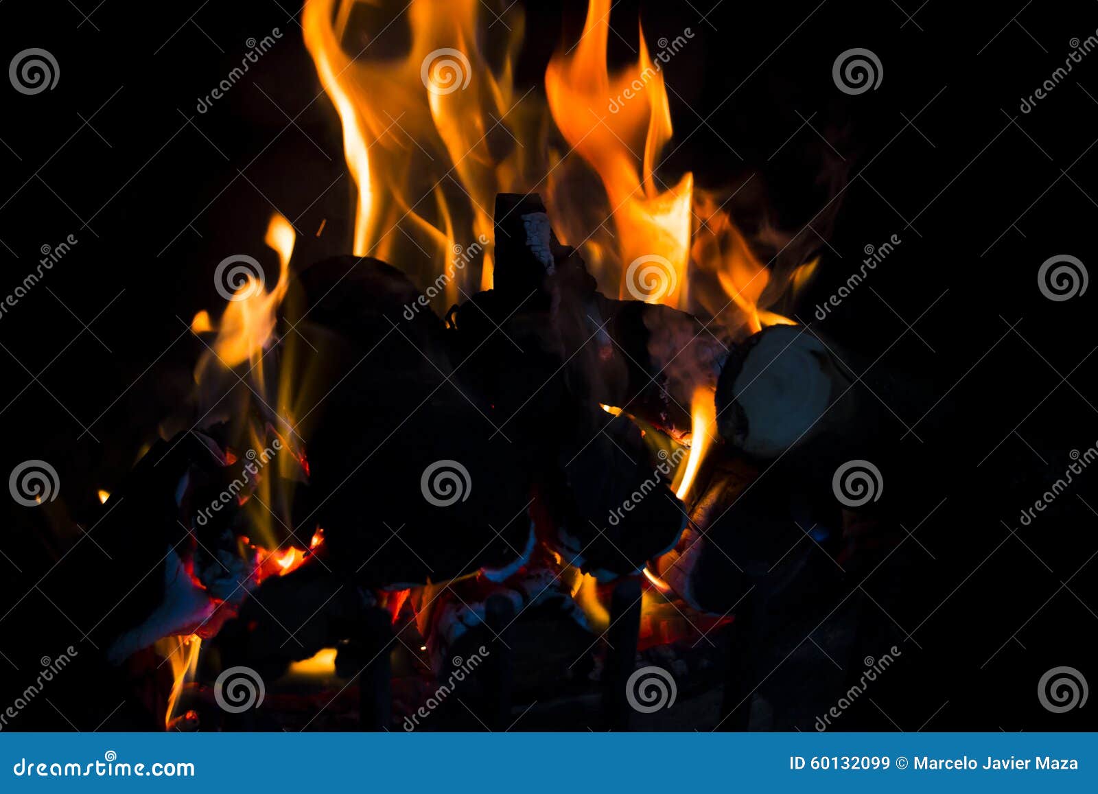 logs and coal on fire