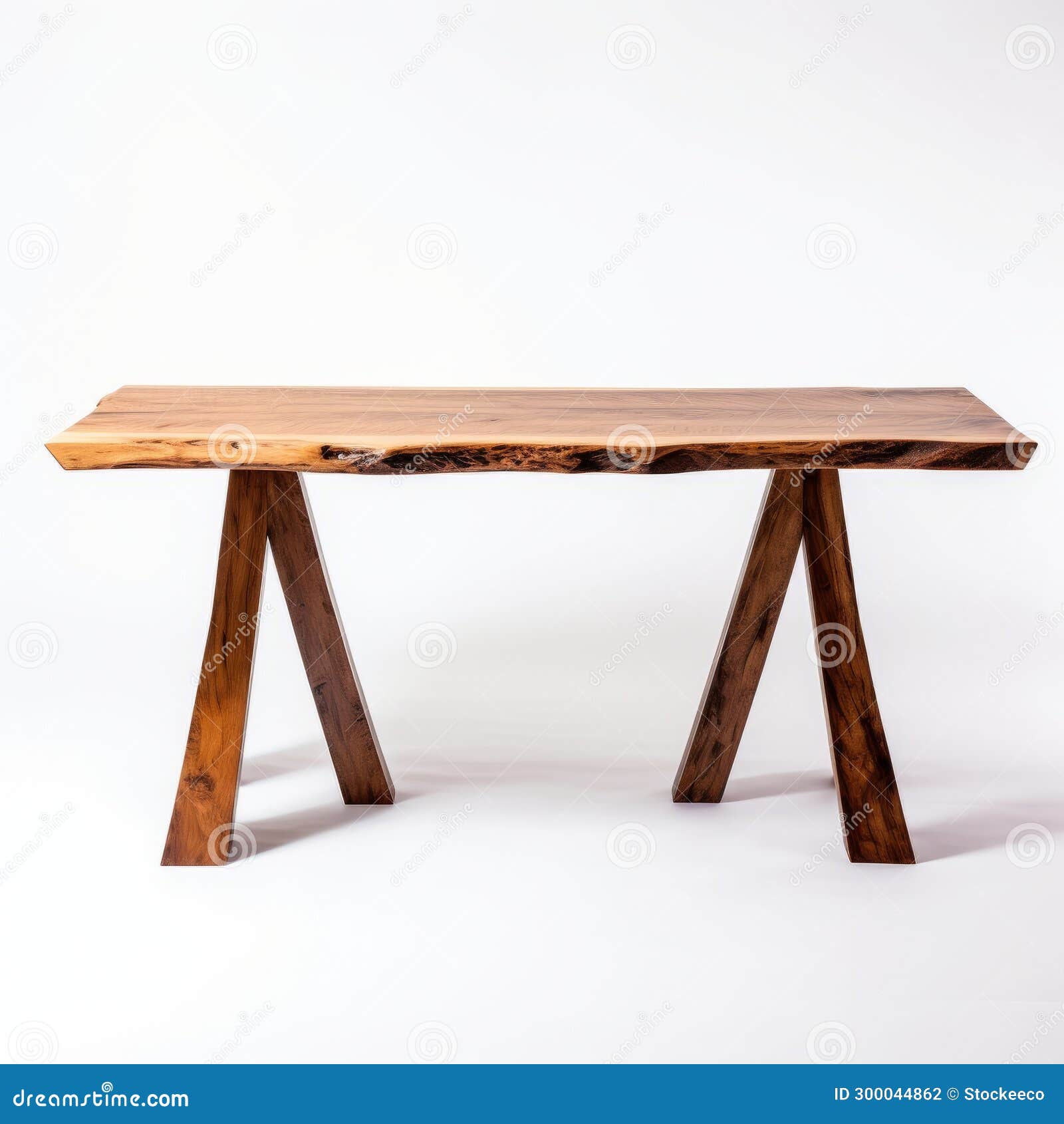 rustic walnut table with long legs and sony alpha a1 style