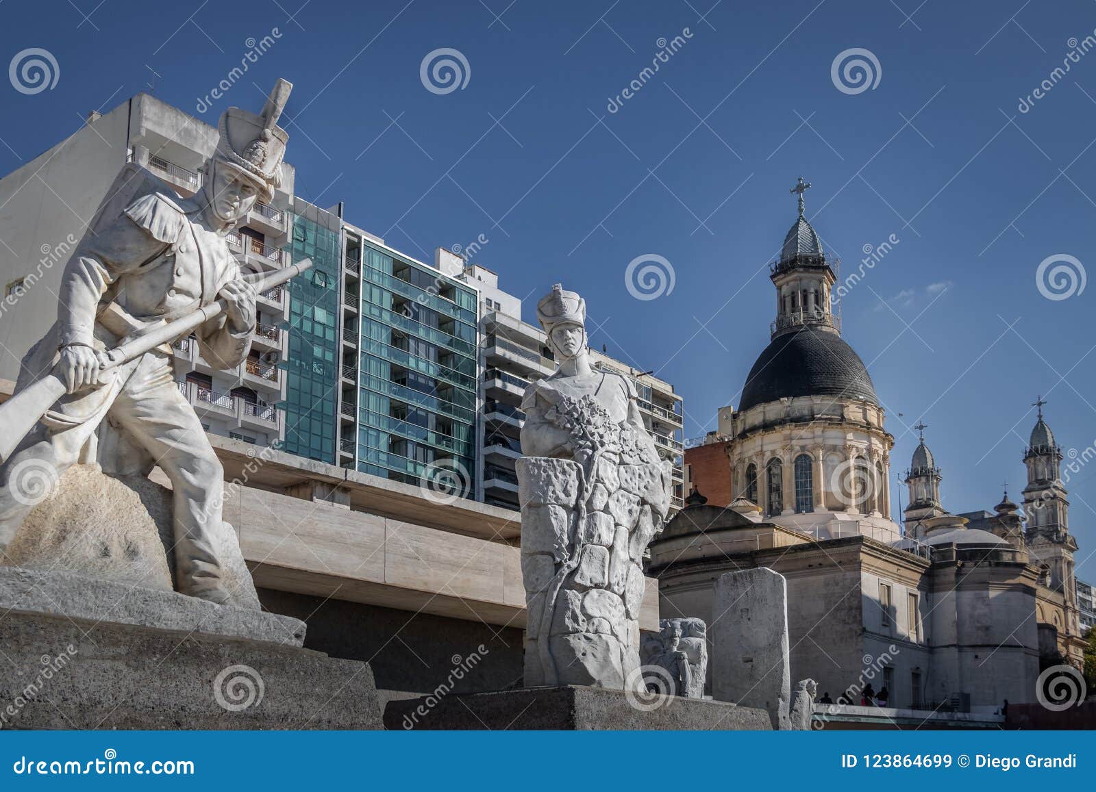 lola mora soldier sculptures at national flag memorial monumento nacional a la bandera - rosario, santa fe, argentina