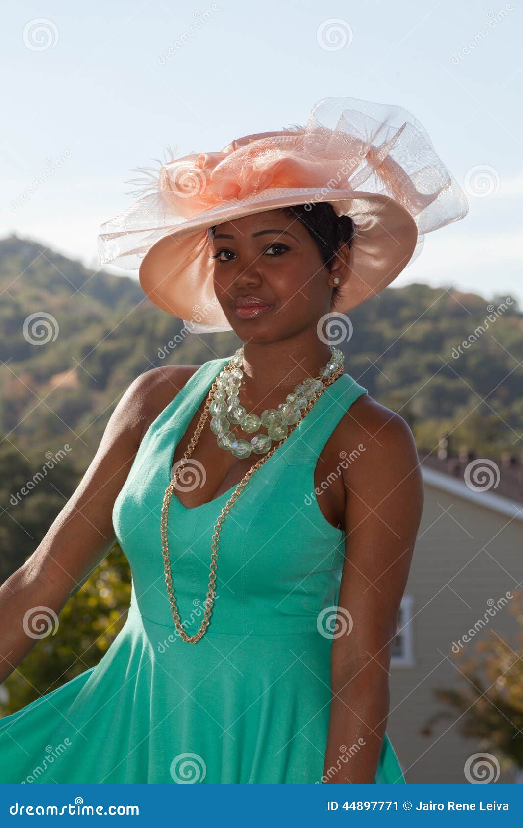Lola, the Southern Belle with Pink Hat and Green Dress Stock Image ...