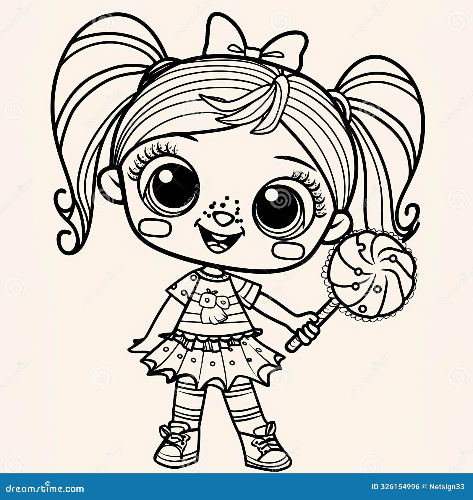 Lollipop a Cartoon Girl Holding a Lollipop Stock Illustration