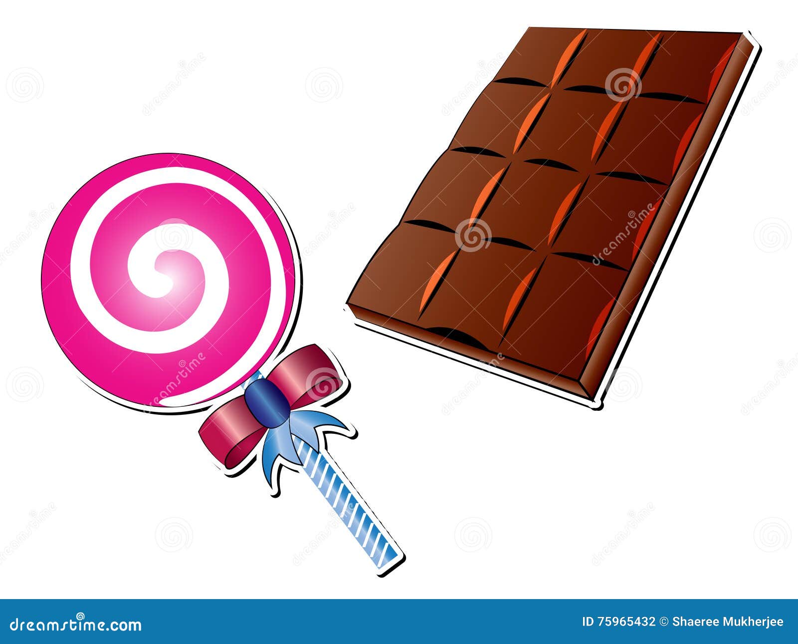 Lollipop and Chocolate Bar Vector Illustrations Stock Vector
