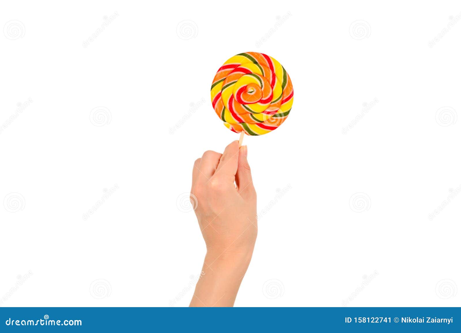 Lollipop In Female Hand Isolated On White Background. Space For Text Or ...