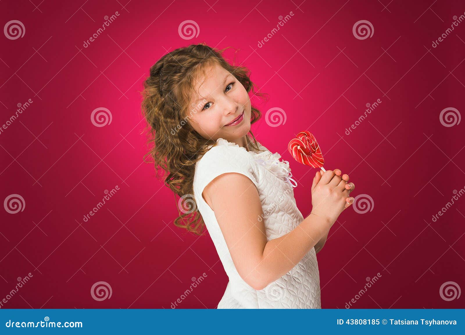 Lollipop. The Girl With A Sweet Heart-shaped Candy Stock Image - Image ...