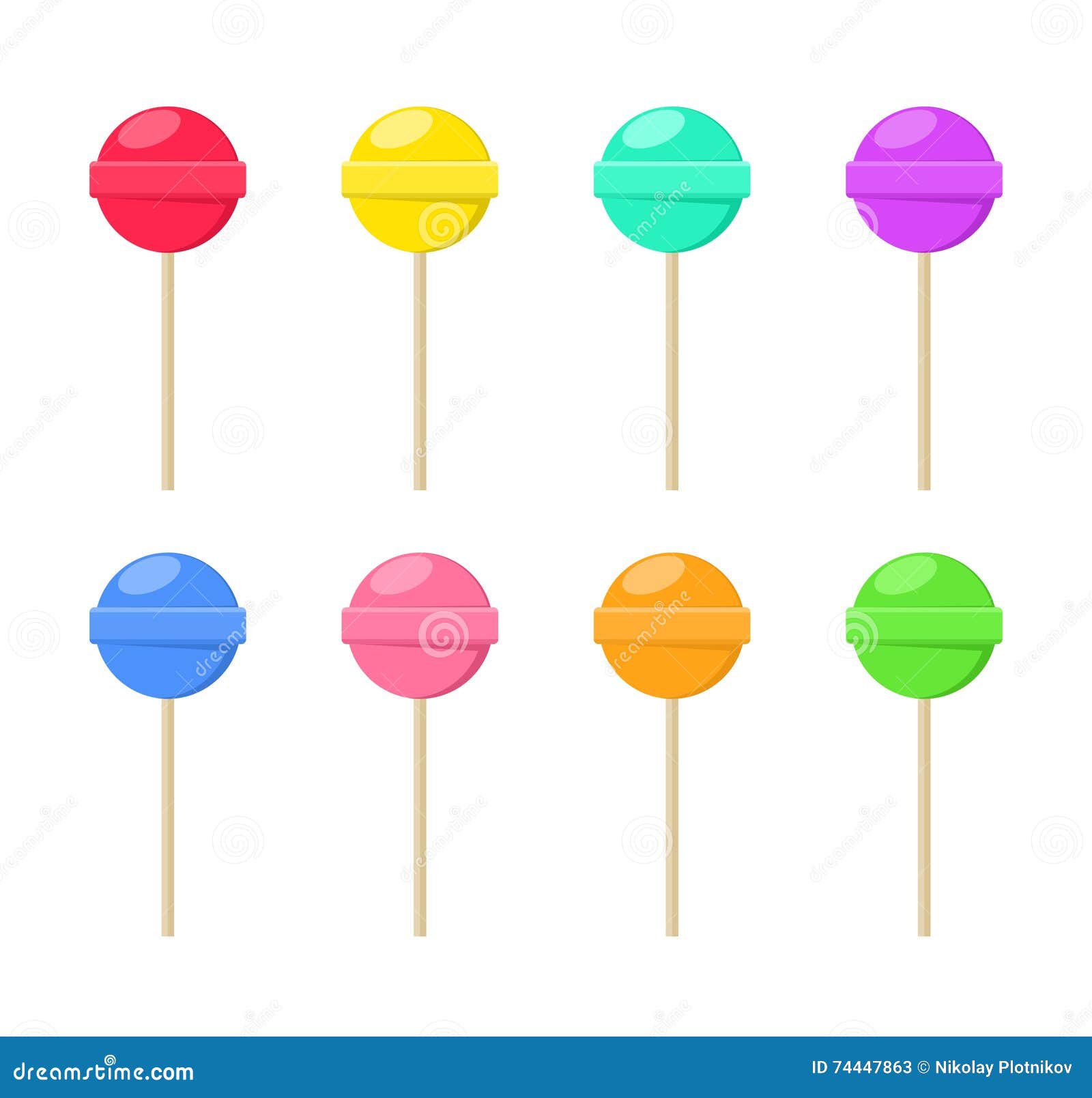 Lollipop Set Sweet Food. Colorful Sugar Candy Dessert. Stock Vector -  Illustration of confectionery, glossy: 74447863
