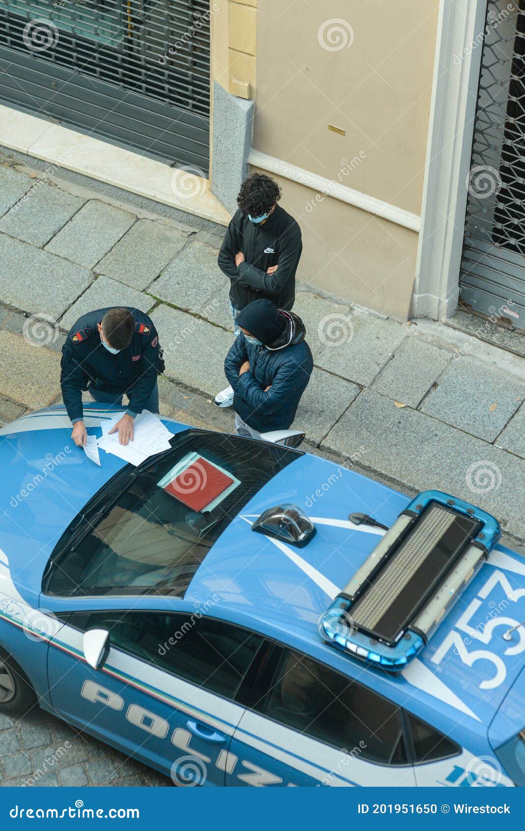 Lombardy Italy 6 Nov 2020 Police Controlling Walking People As 