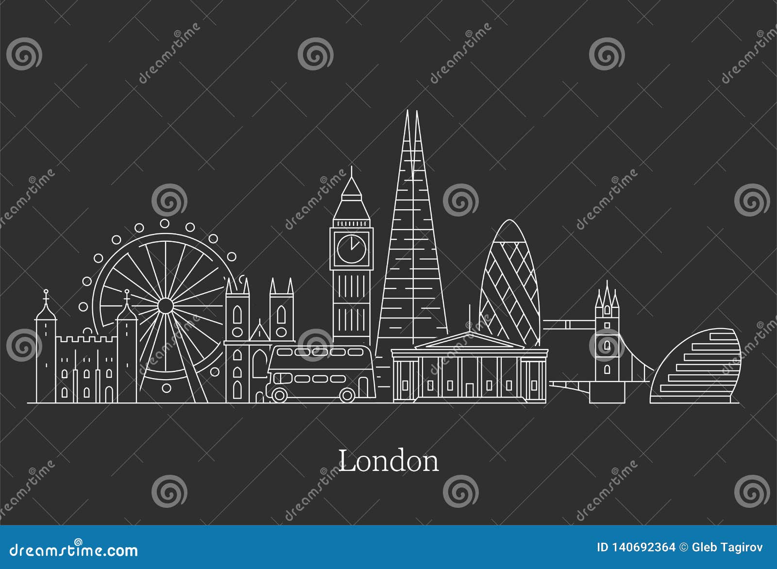 London city skyline. editorial stock image. Illustration of background ...