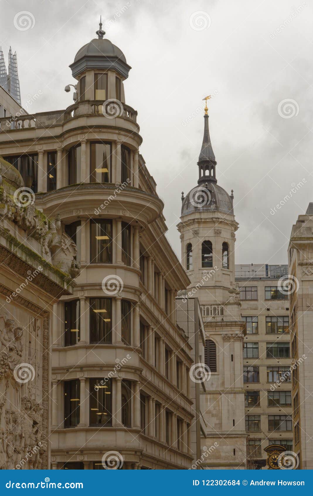 london, england: monument city buildings