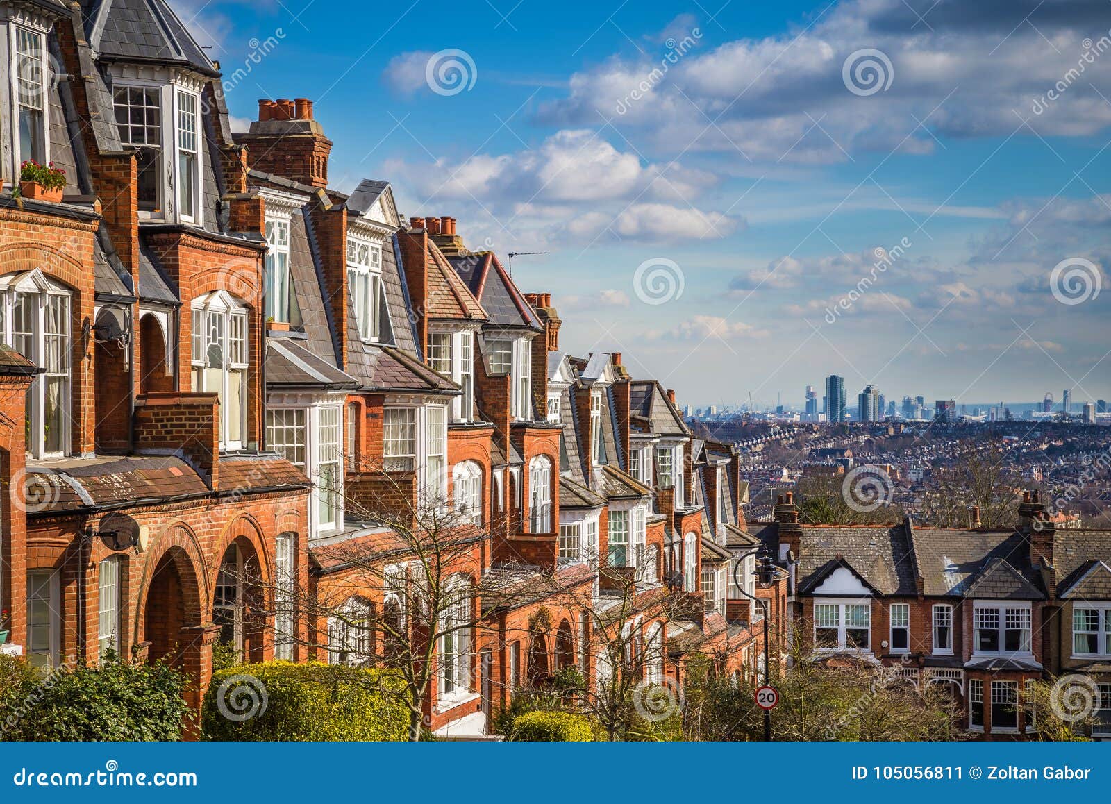 London England Typical Brick Houses And Flats And Panoramic