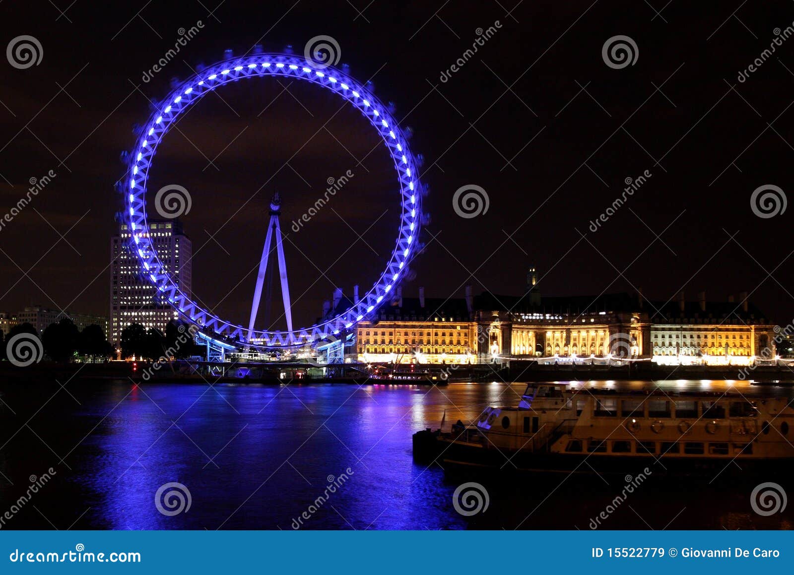 The London Eye, the Touristic Big Wheel, by Night Editorial Stock Image