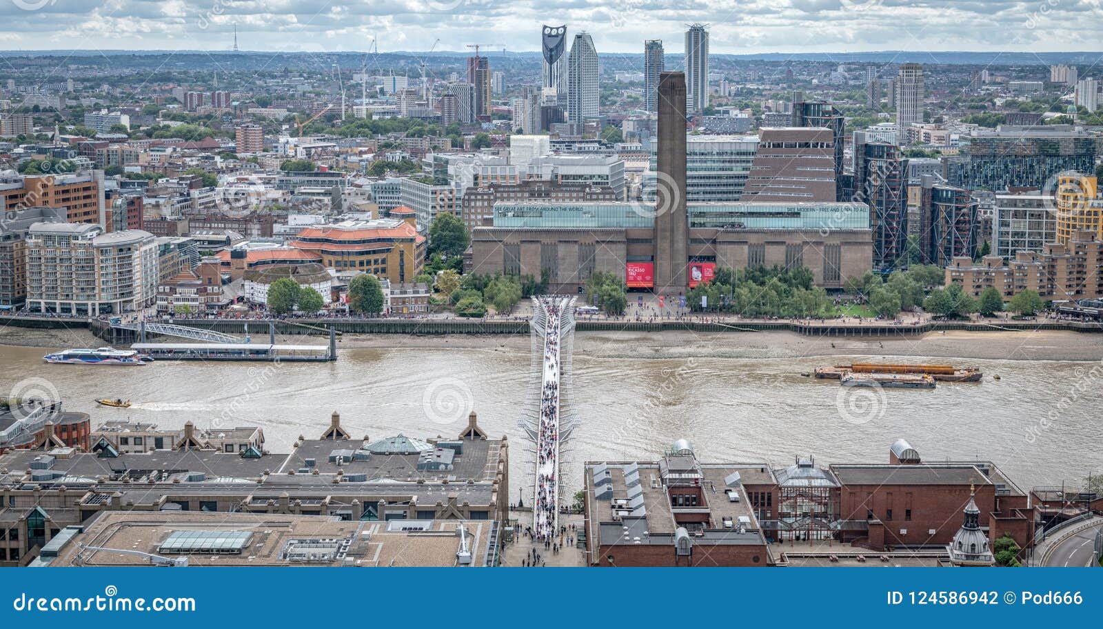 London Icons, Tate Modern, Millennium Bridge , River Thames Editorial ...