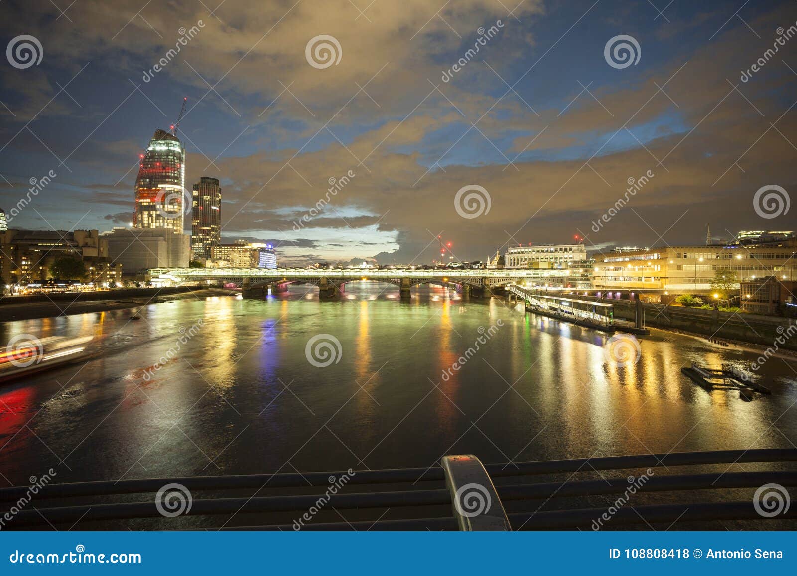 London Night Lights on the Thames Editorial Stock Photo Image of
