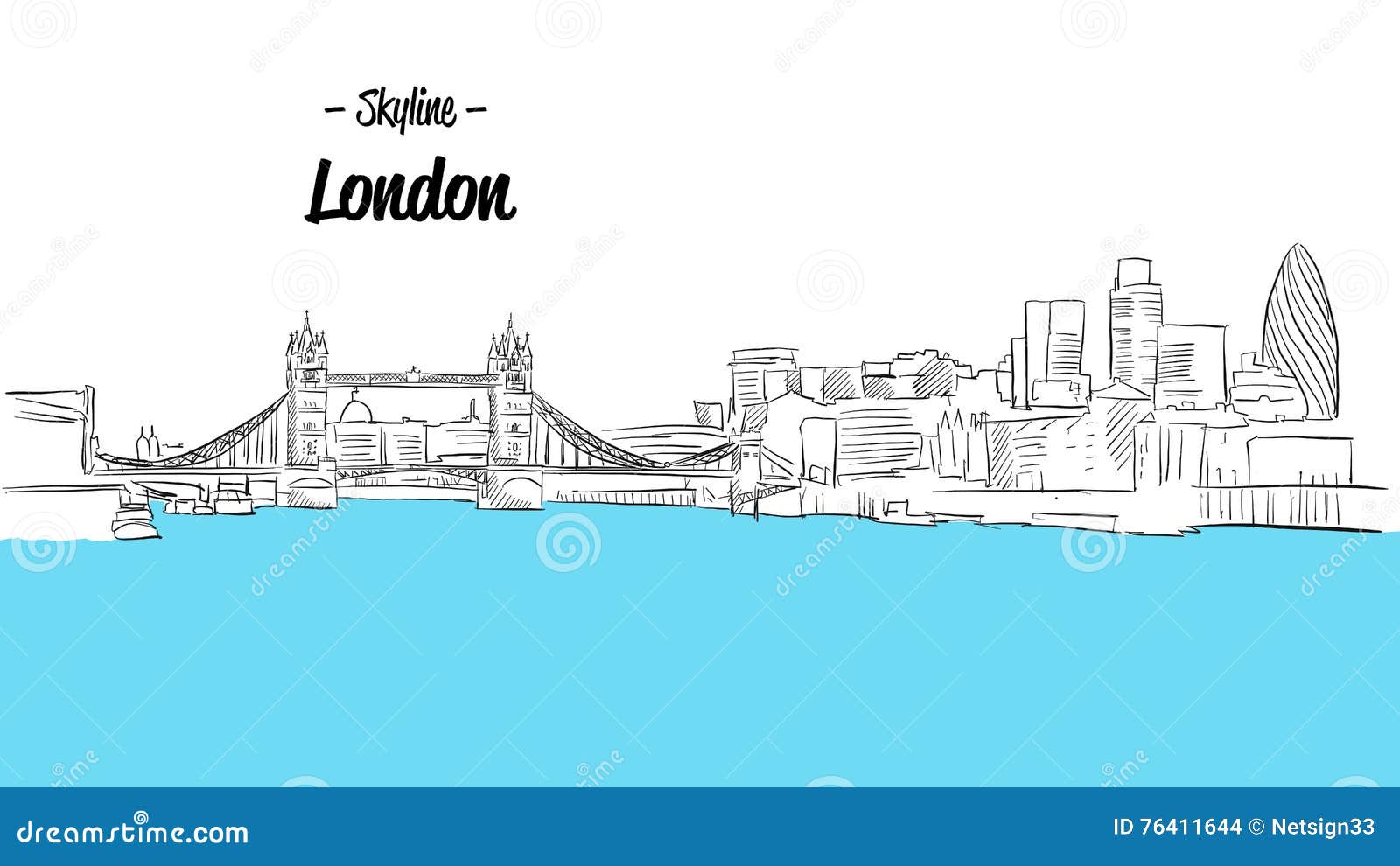 London Skyline Sketch stock illustration. Illustration of background