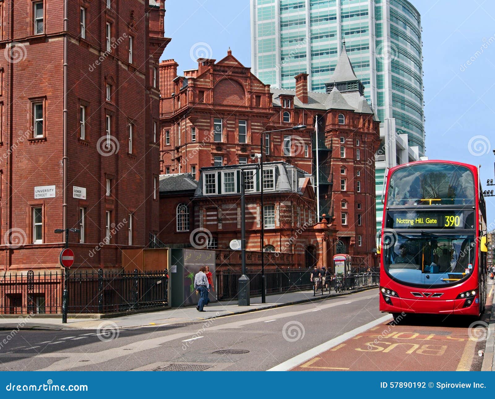 london street with dedicated bus lane