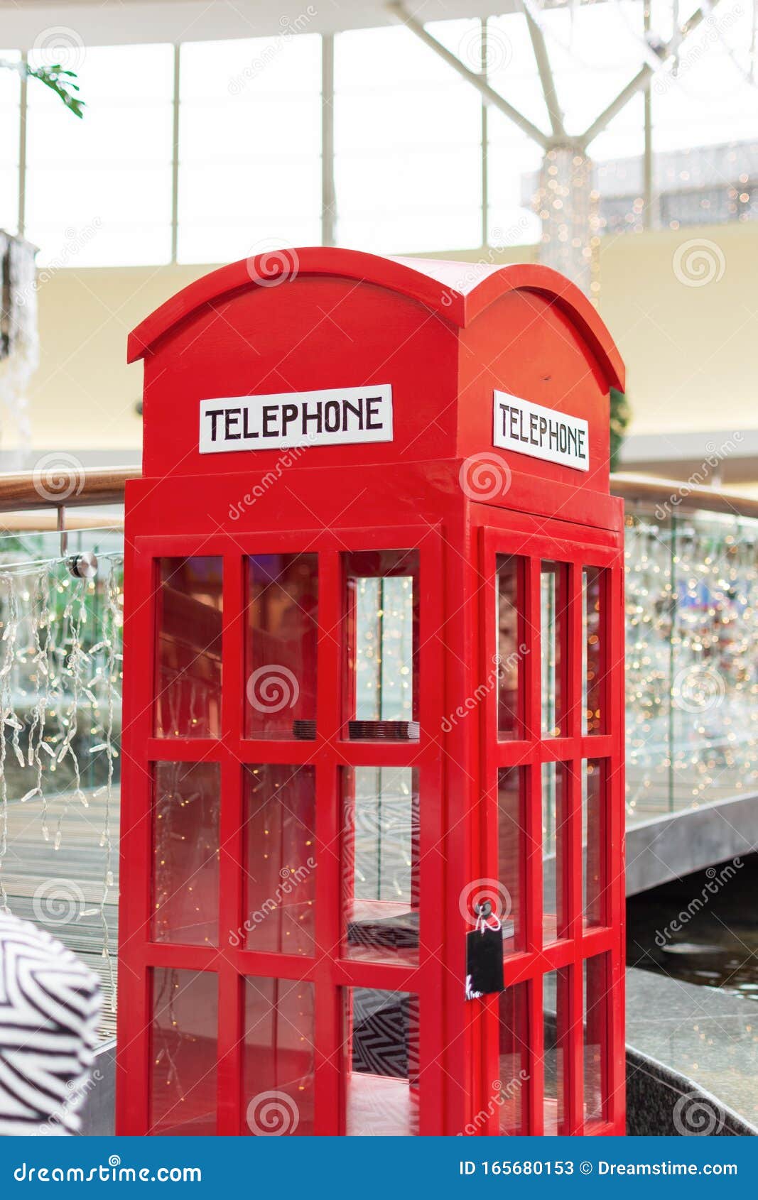 London Style Red Public Telephone Booth Indoor On