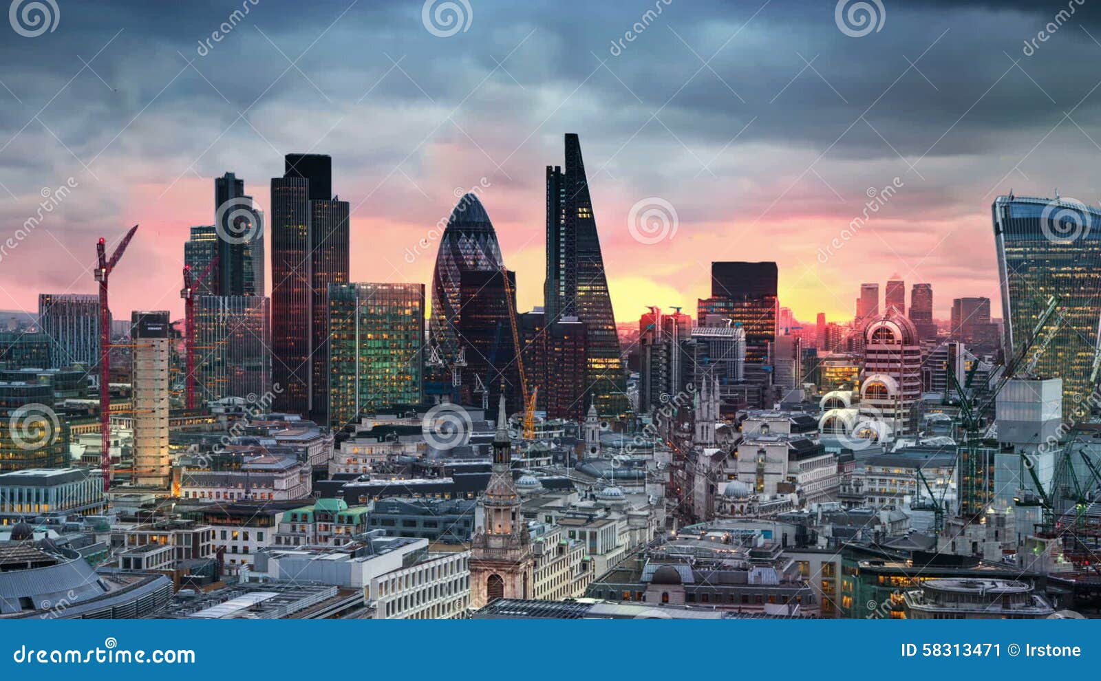 London, Sunset. City of London View Business and Banking Aria Stock ...