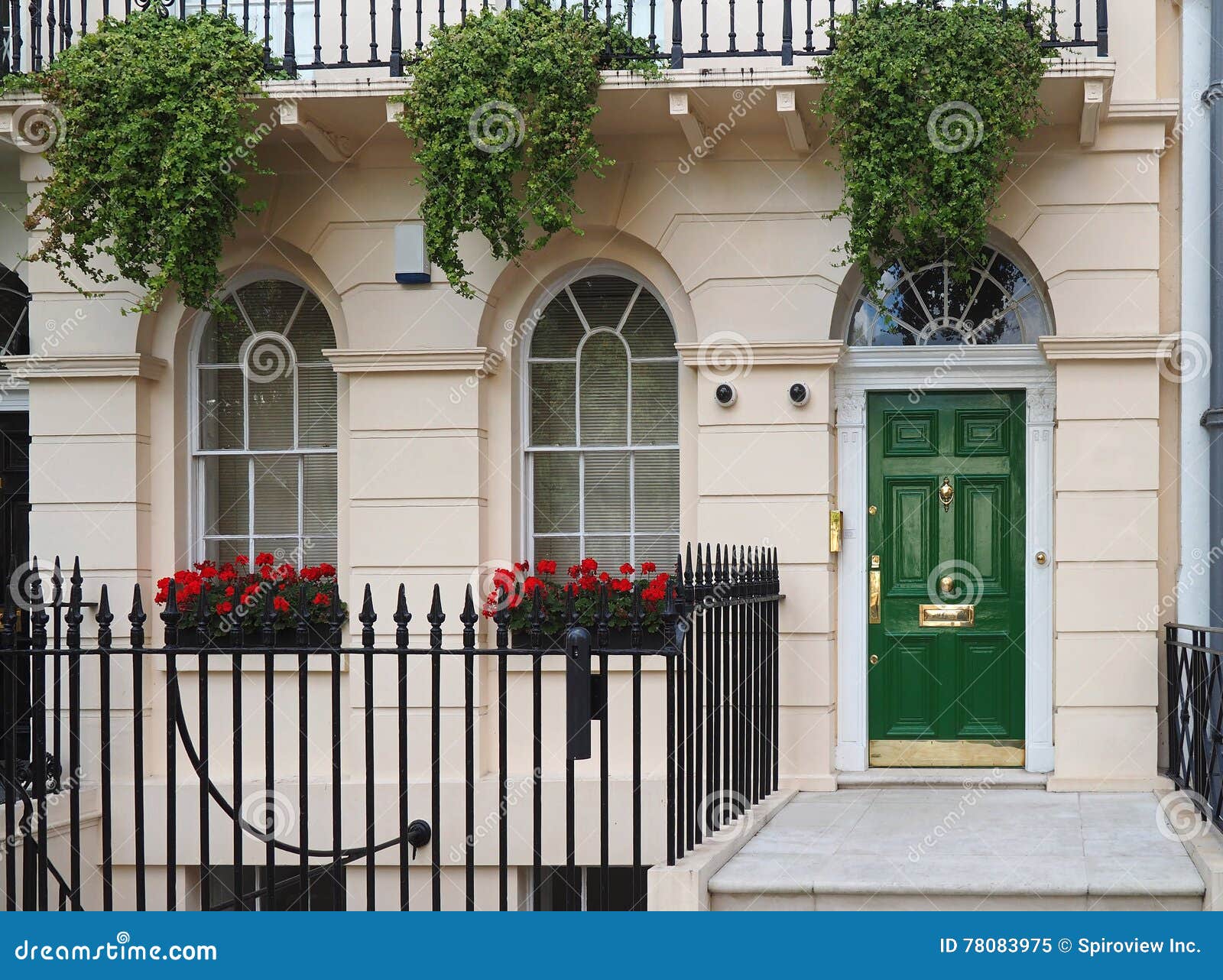 London townhouse stock image. Image of railing, upscale 78083975