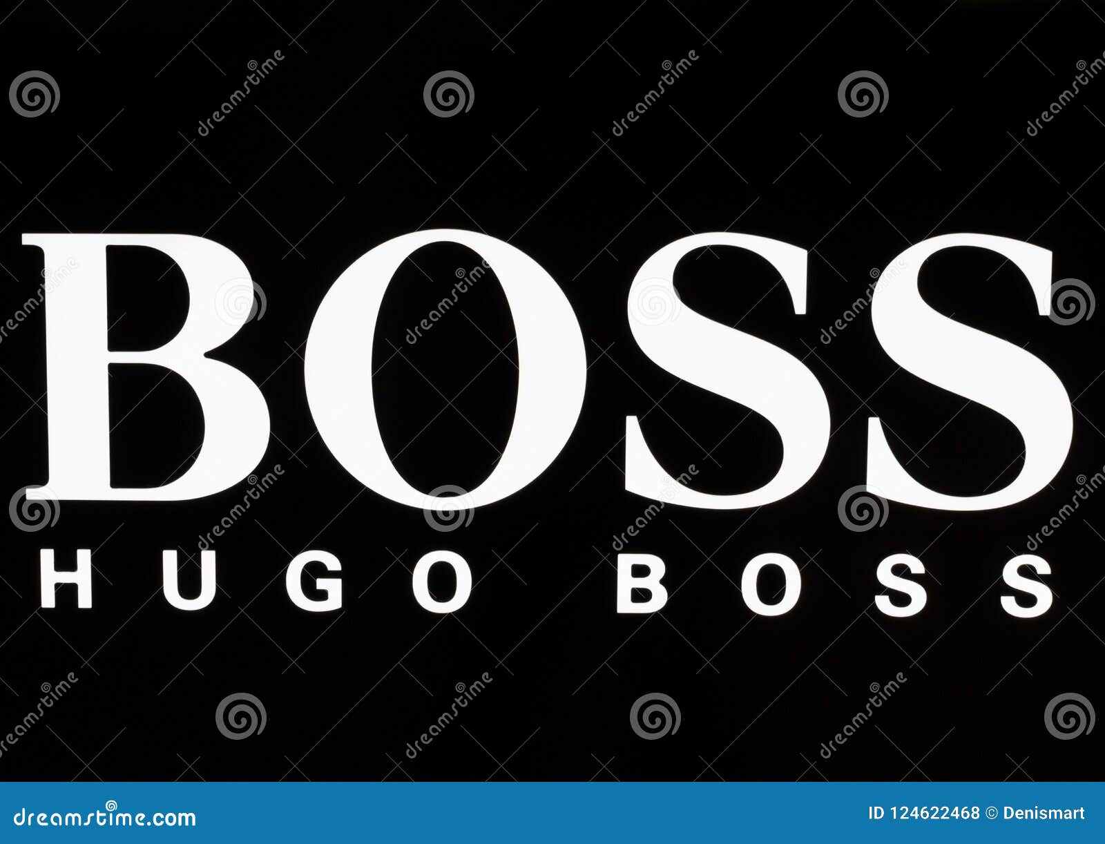 LONDON, UK - AUGUST 31, 2018: Hugo Boss Logo on Display in Luxury ...