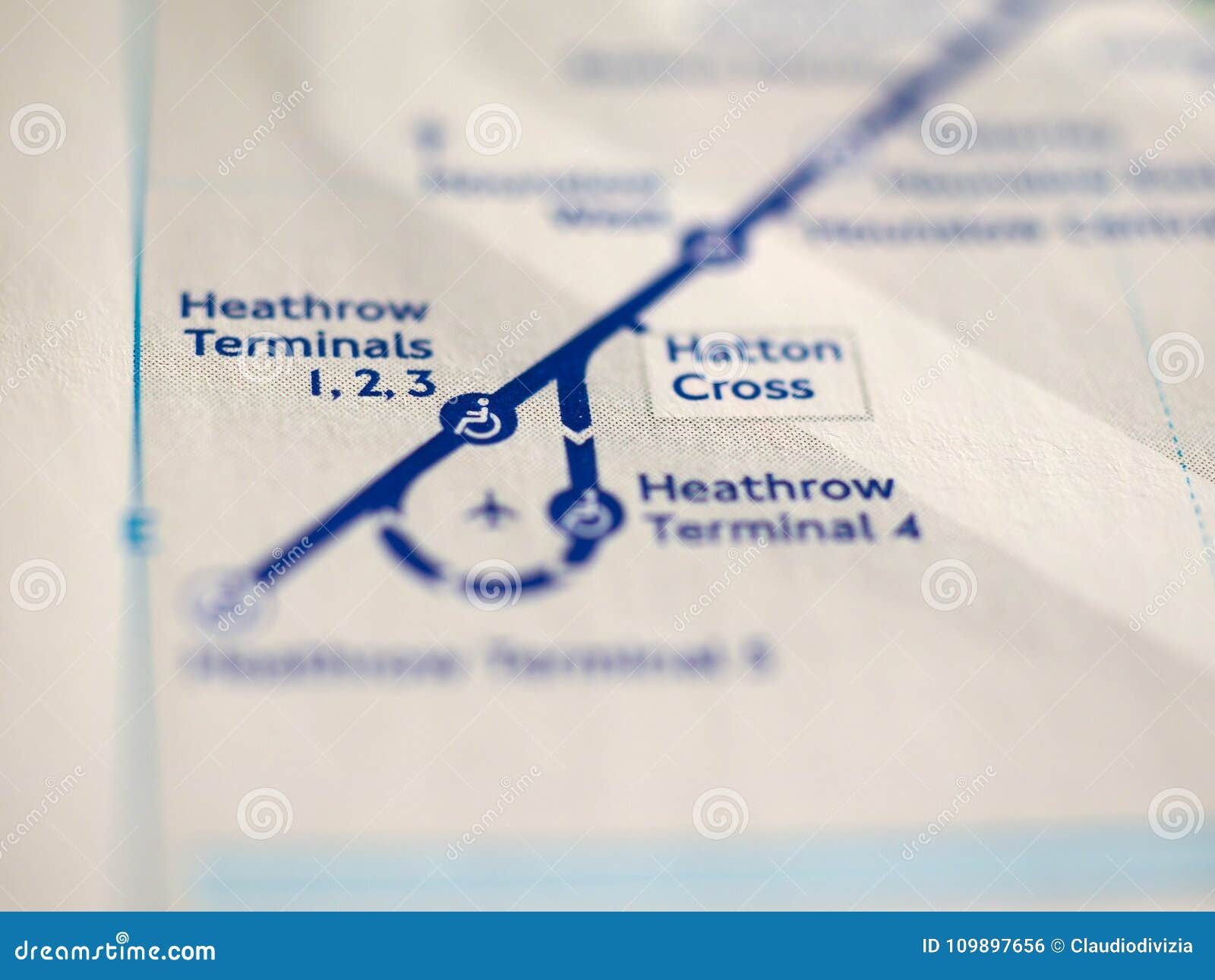 London Uk Circa February Map London Underground Tube Stations Selective Focus Heathrow Airport Station Map London 109897656 