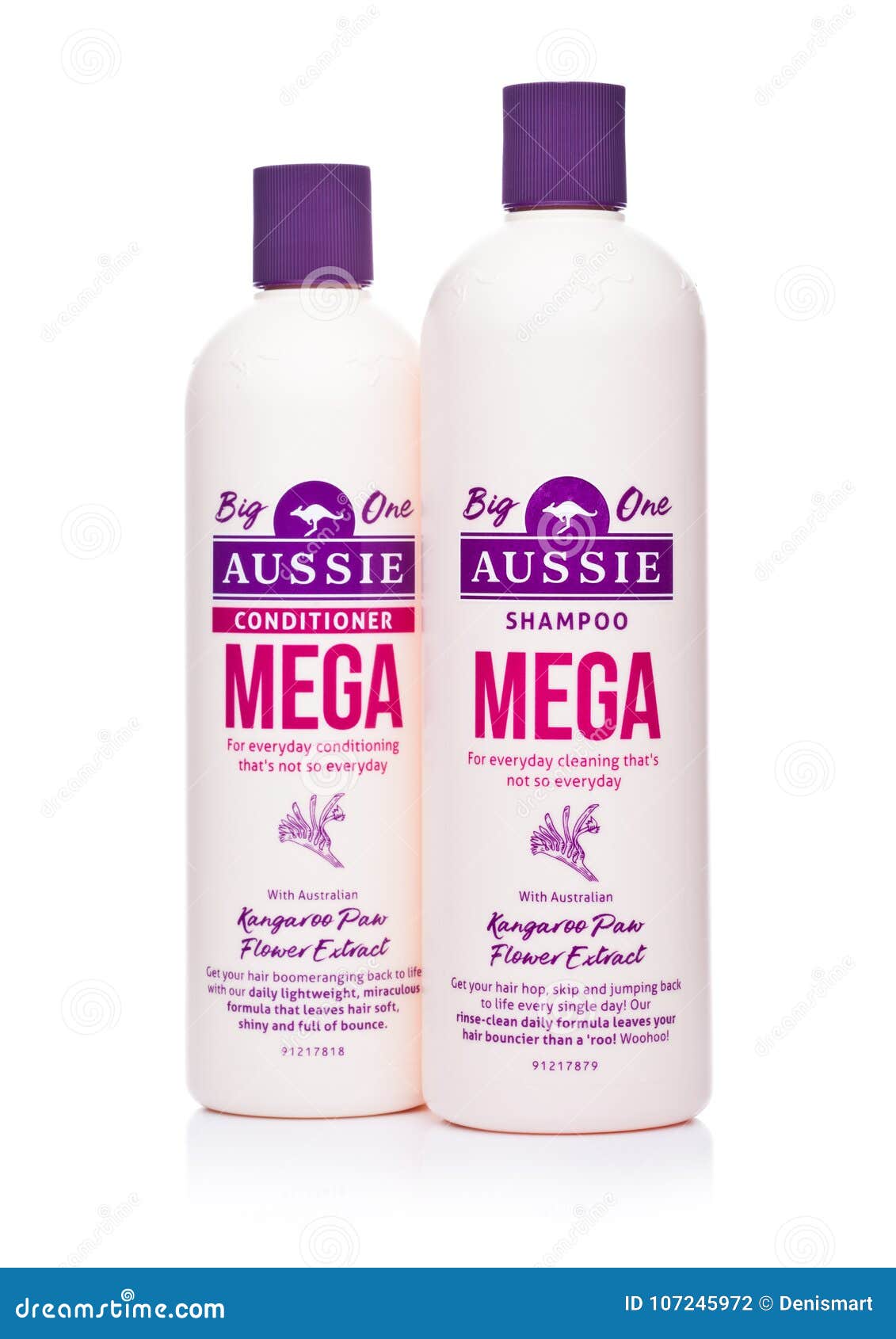ekstremt Bøde slank LONDON, UK - JANUARY 02, 2018: Bottles of Aussie Mega Shampoo and  Conditioner on White Background. Editorial Photography - Image of healthy,  cleanse: 107245972