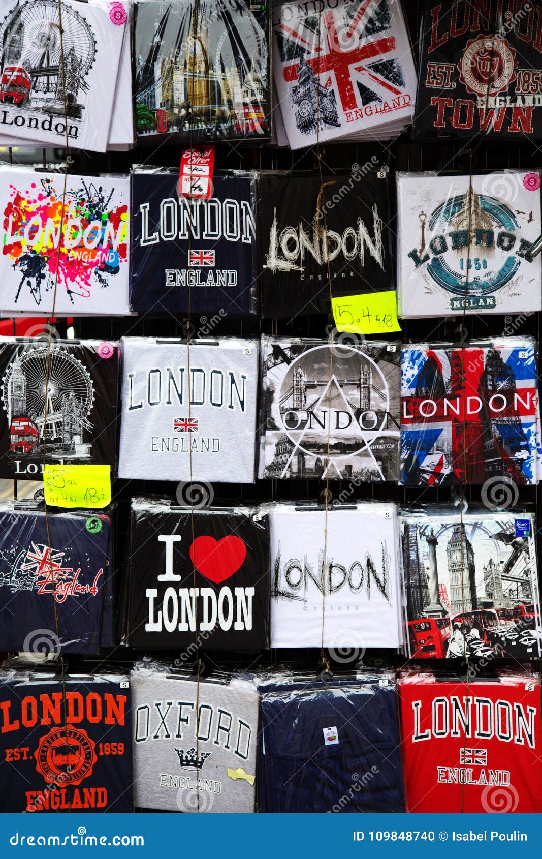 T-shirts Souvenirs Display in a Store in London Editorial Image - Image ...