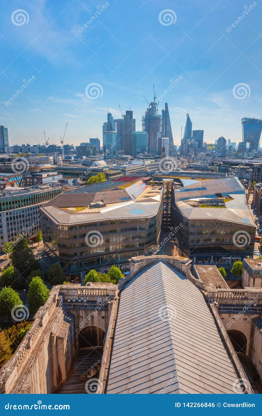 View of London Cityscape from the Stone Gallery of St. Paul`s Cathedral ...