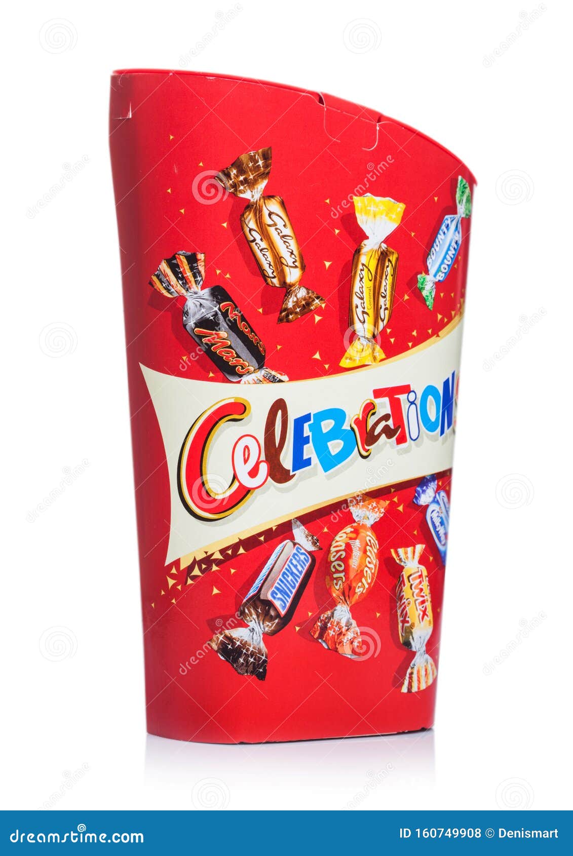 LONDON, UK - OCTOBER 10, 2019: Gift Box of Celebrations Mix Chocolate Candies on White Background. Mars, Snickers, Bounty, Twix, Editorial Stock Photo - Image editorial, illustrative: 160749908