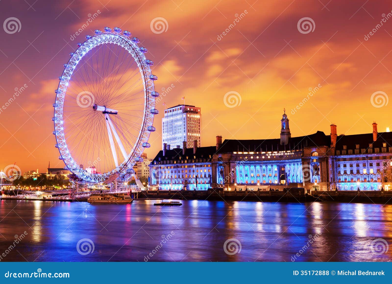 London Eye Skyline At Night