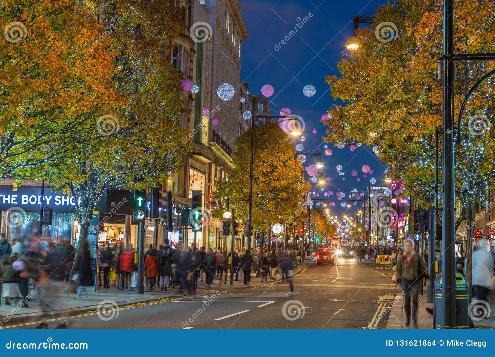 LONDON, UK - 11TH NOVEMBER 2018: Views Along Oxford Street with Colourful  Christmas Decorations and Lights. Lots of People Can Be Editorial Stock  Image - Image of xmas, dark: 131621864