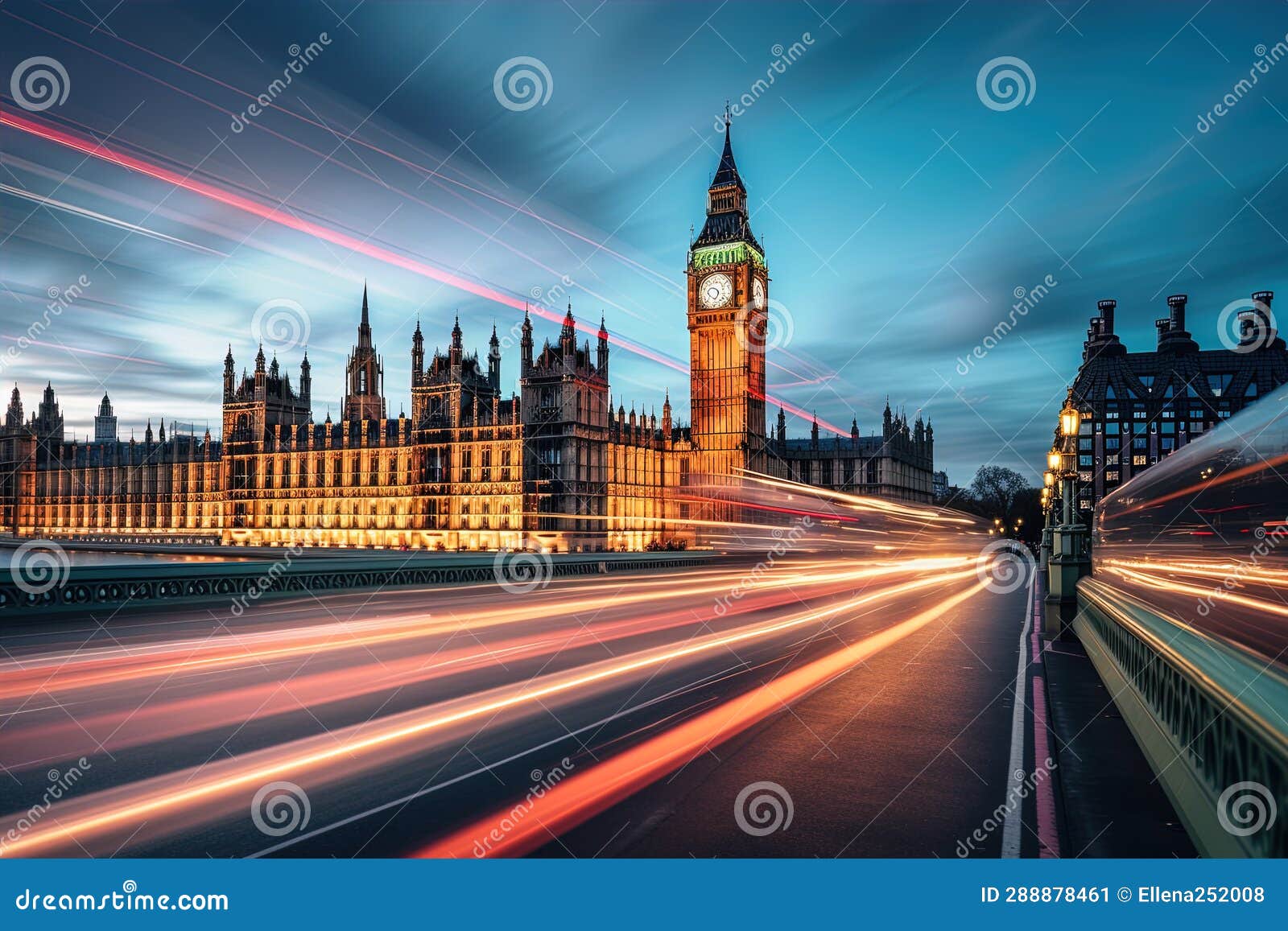 London, United Kingdom. Big Ben and Parliament Building during Blue ...