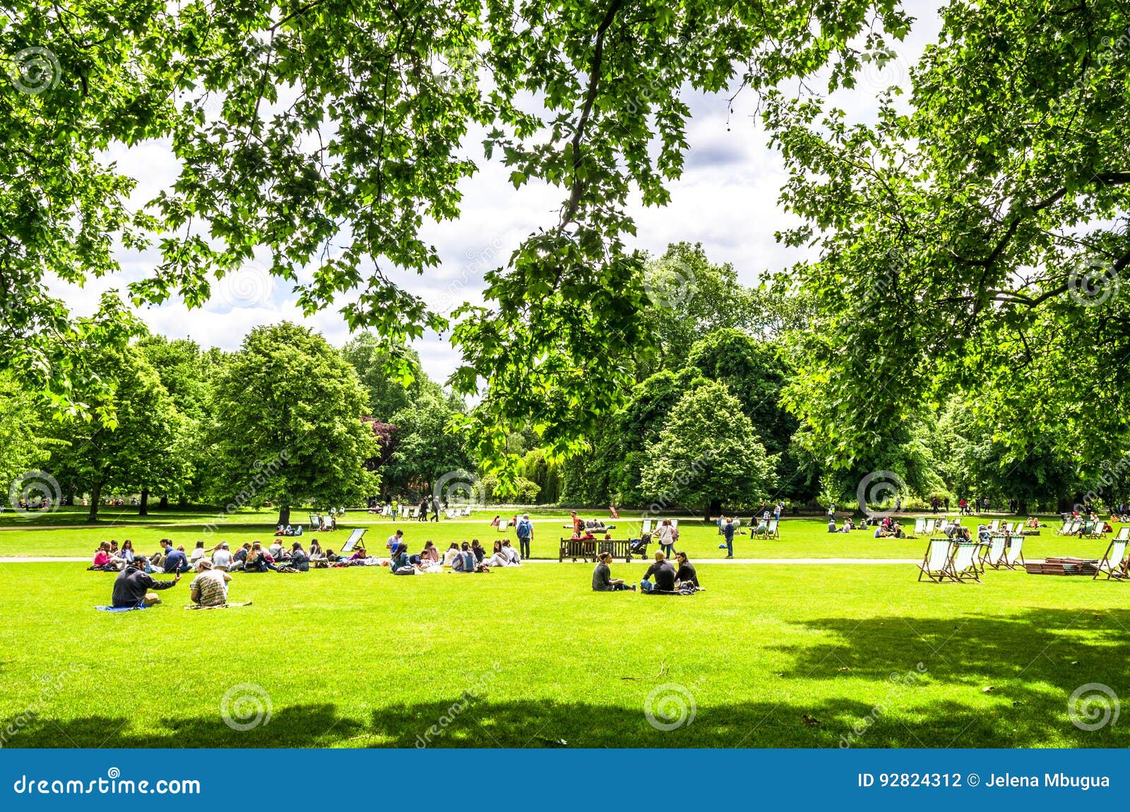 Londoners and Tourists Enjoying the Summer Sunshine in May at Hyde Park ...