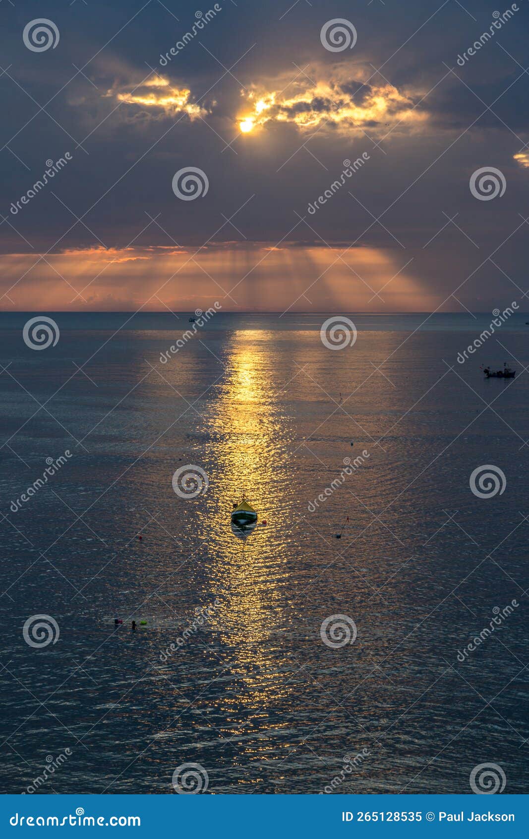 The lone boat at sea stock image. Image of tranquil - 265128535