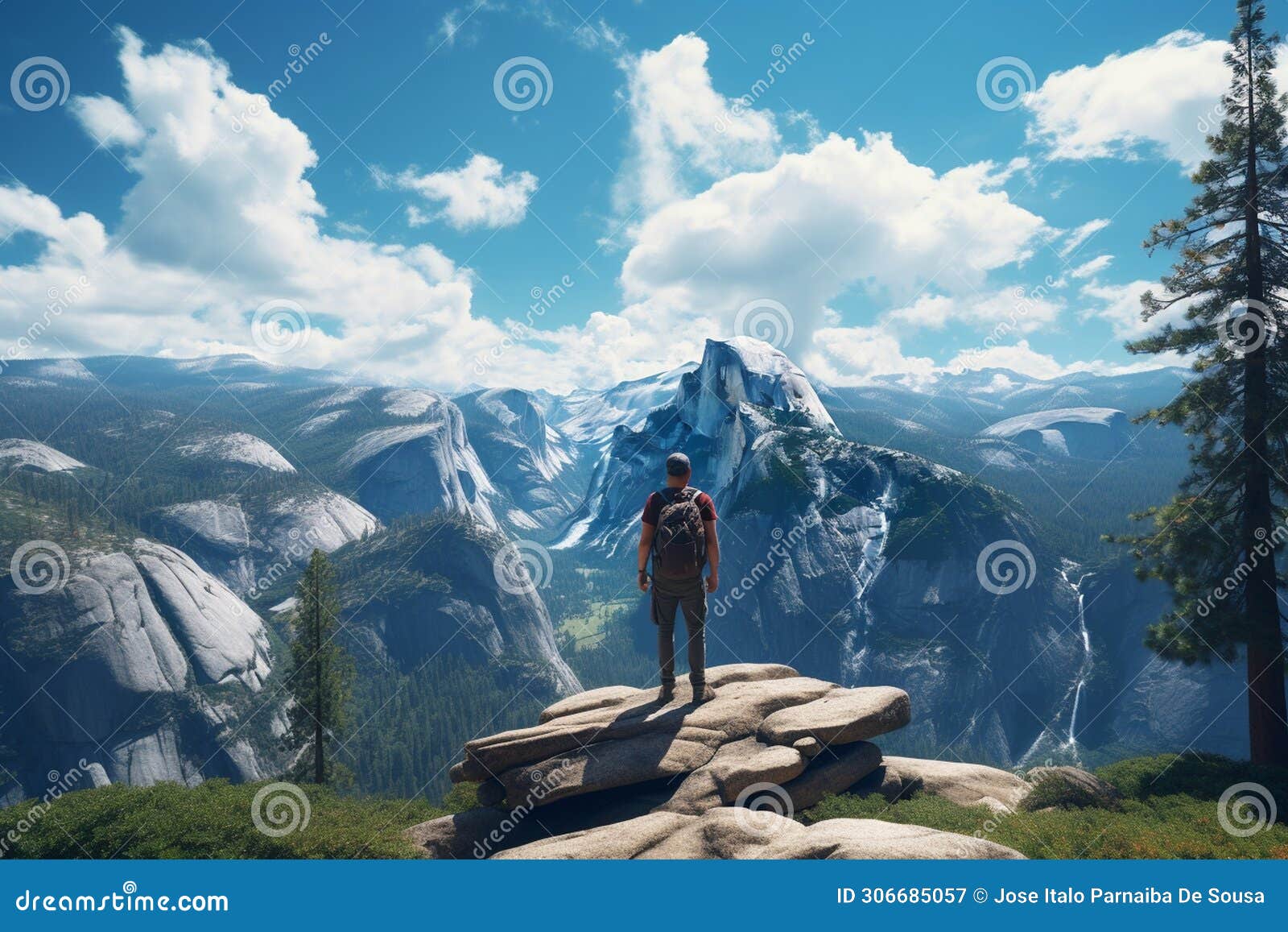 lone hiker enjoying the breathtaking views of. generative ai