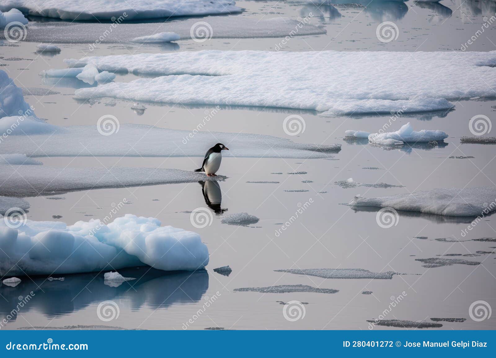 A Lone Penguin On A Melting Ice Floe Representing Climate Change And Biology Diagrams