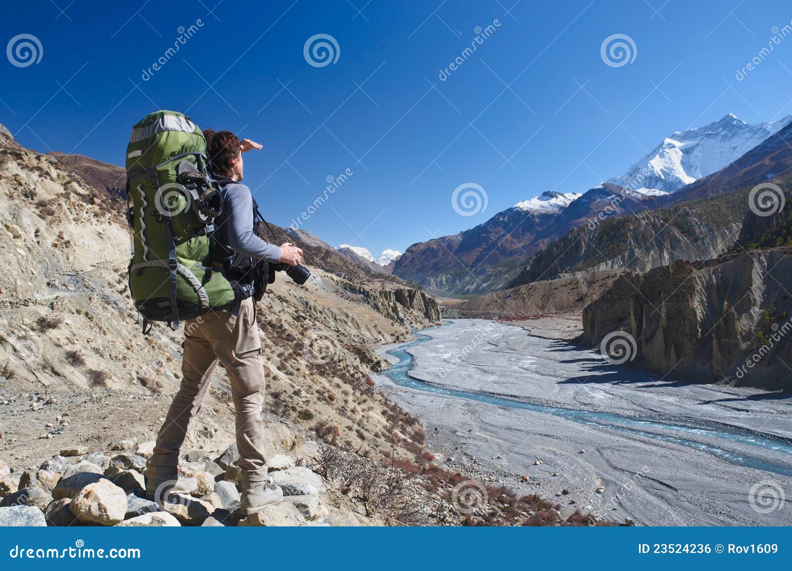lone trekker with a backpack