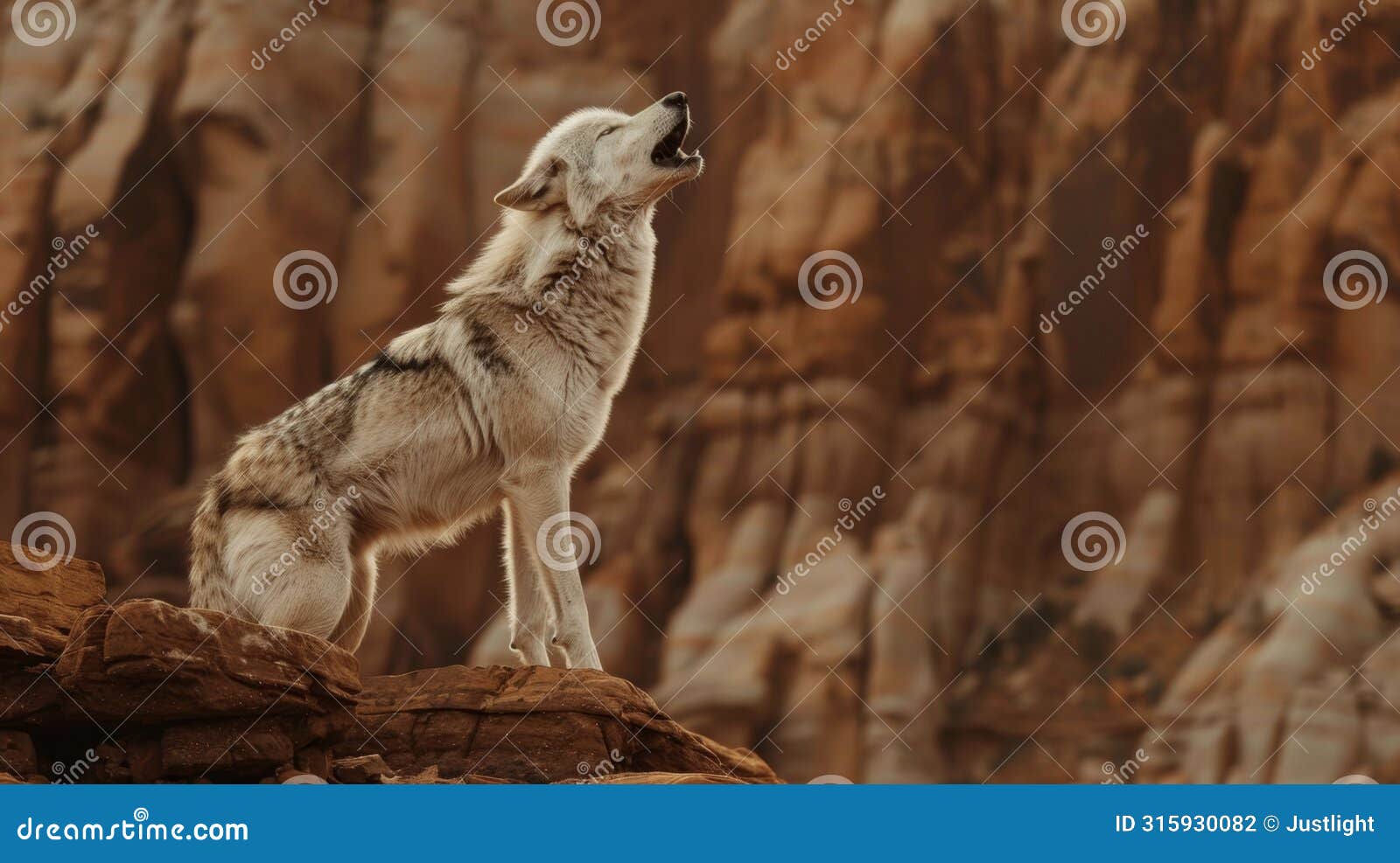 a lone wolf howling at the moon its mournful cries echoing through the canyon.