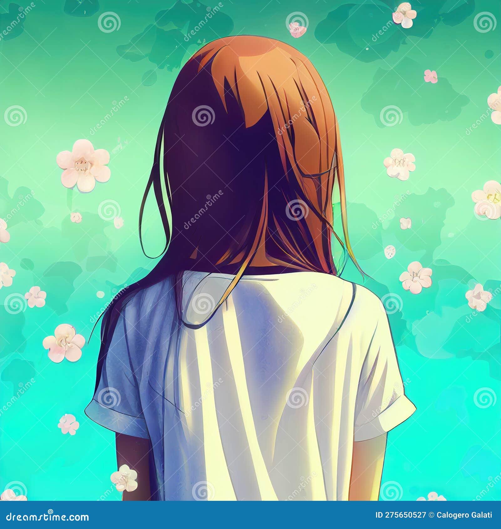 Lonely Anime Girl Thinking about Life, Colorful Illustration, Ai ...