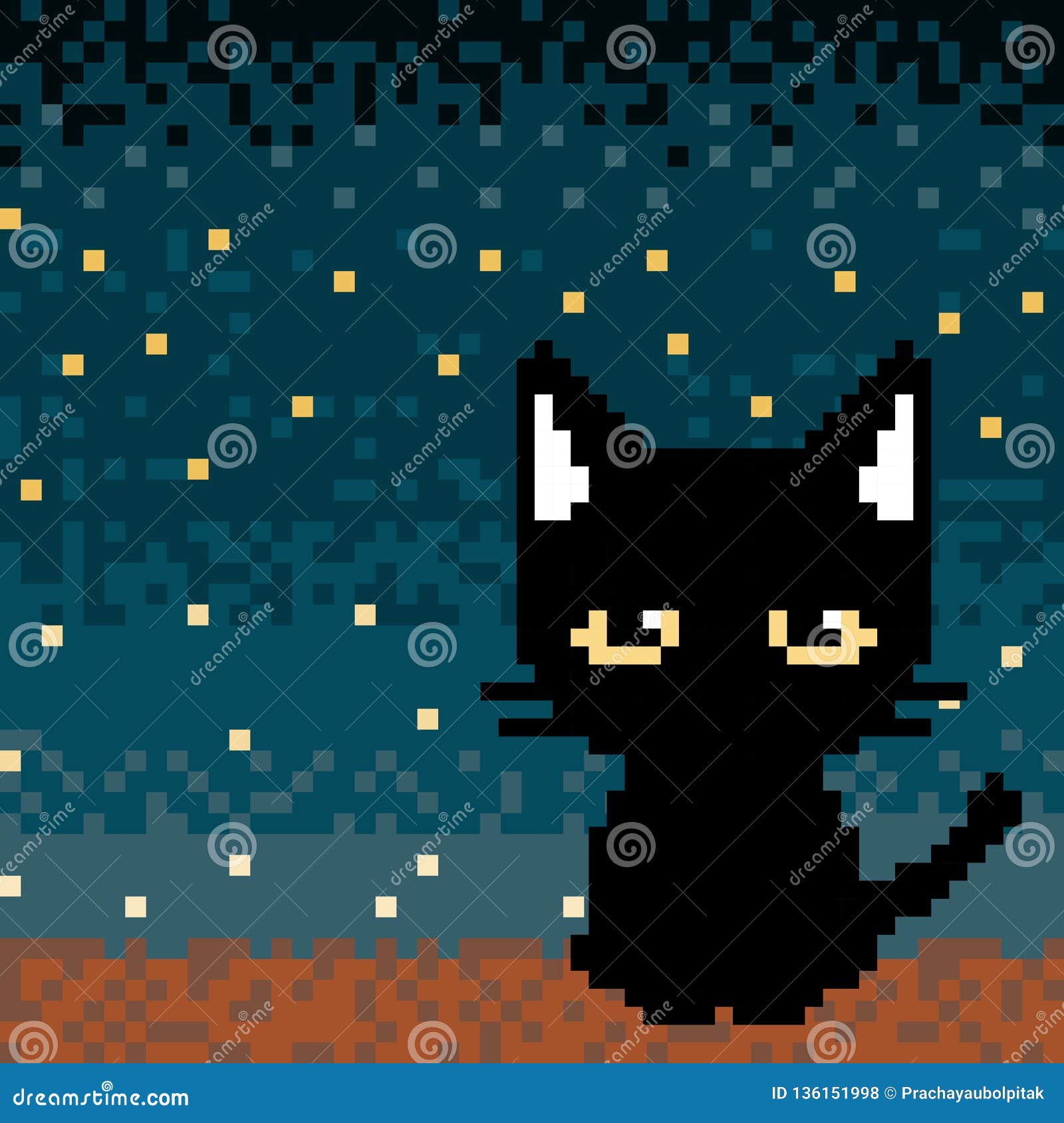 Pixel Black Cat Stock Illustrations – 514 Pixel Black Cat Stock