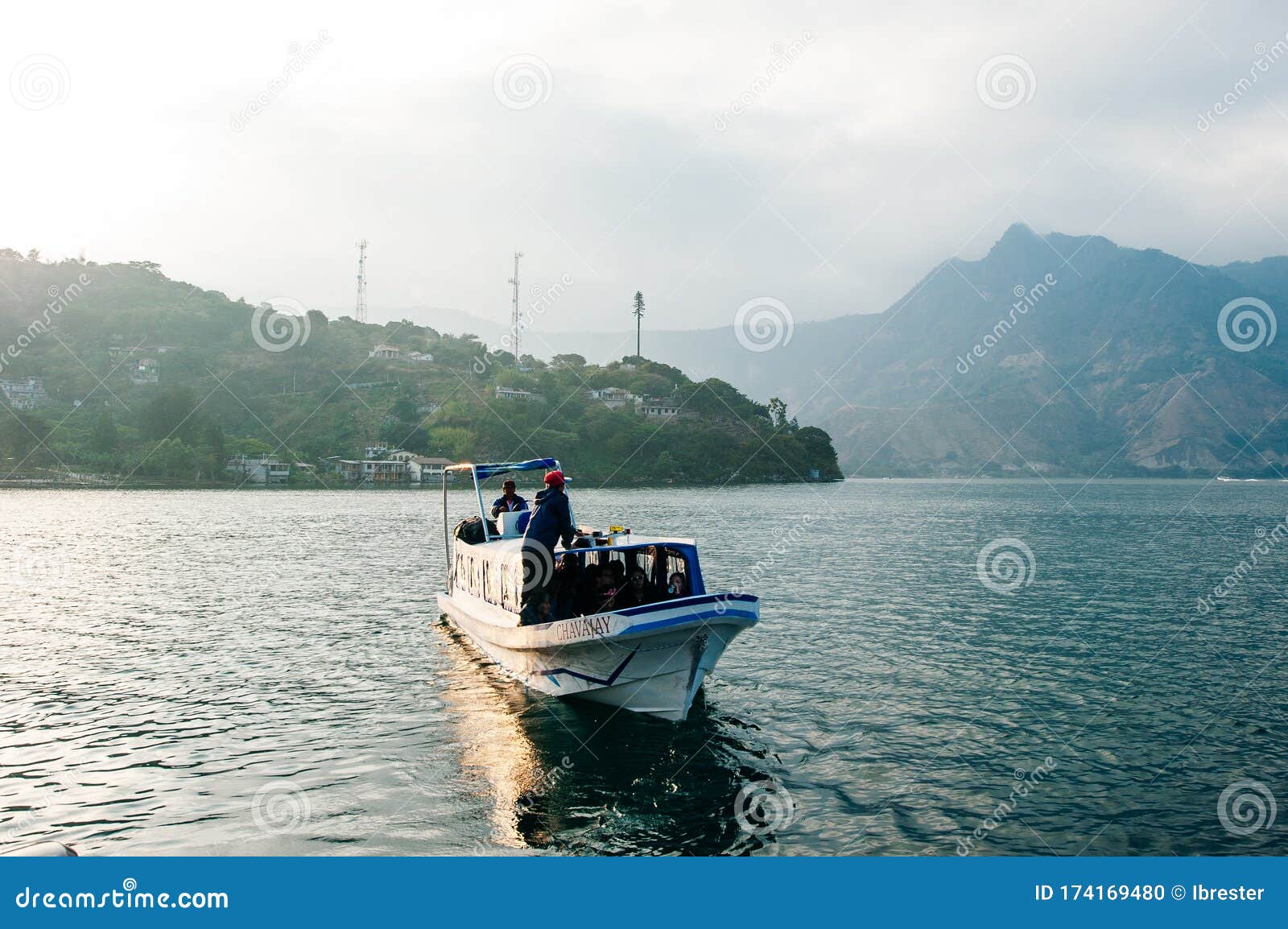 Lonely Boat on the Lake Atitlan in Guatemala Dec, 2019 Editorial