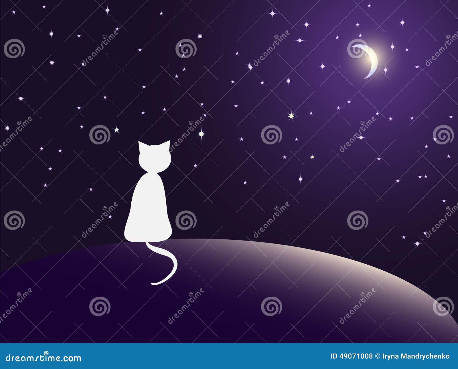 Lonely cat watching stars stock vector. Illustration of pets - 49071008