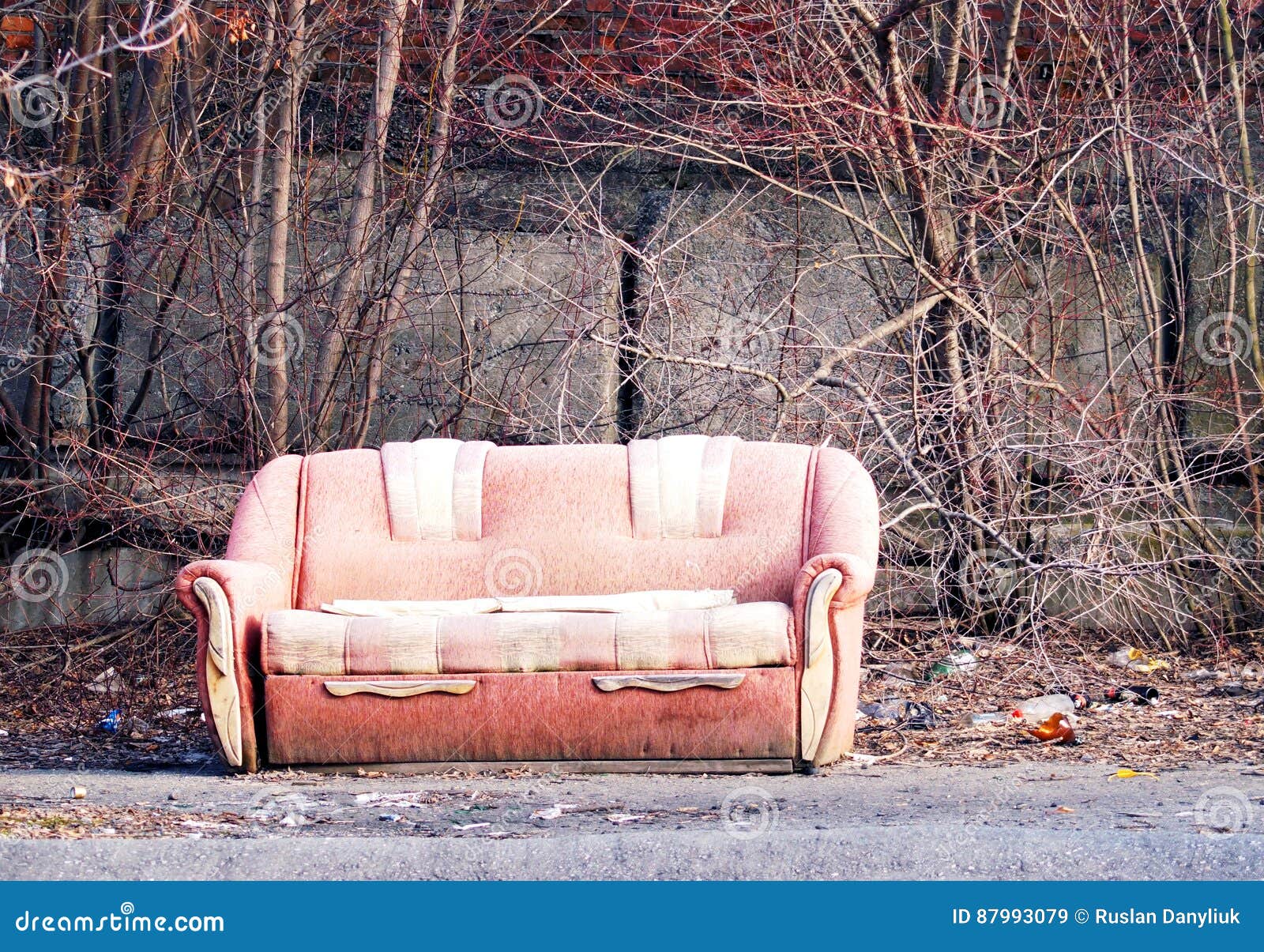 Lonely Dirty Abandoned Sofa, Left in the Street Stock Image Image of