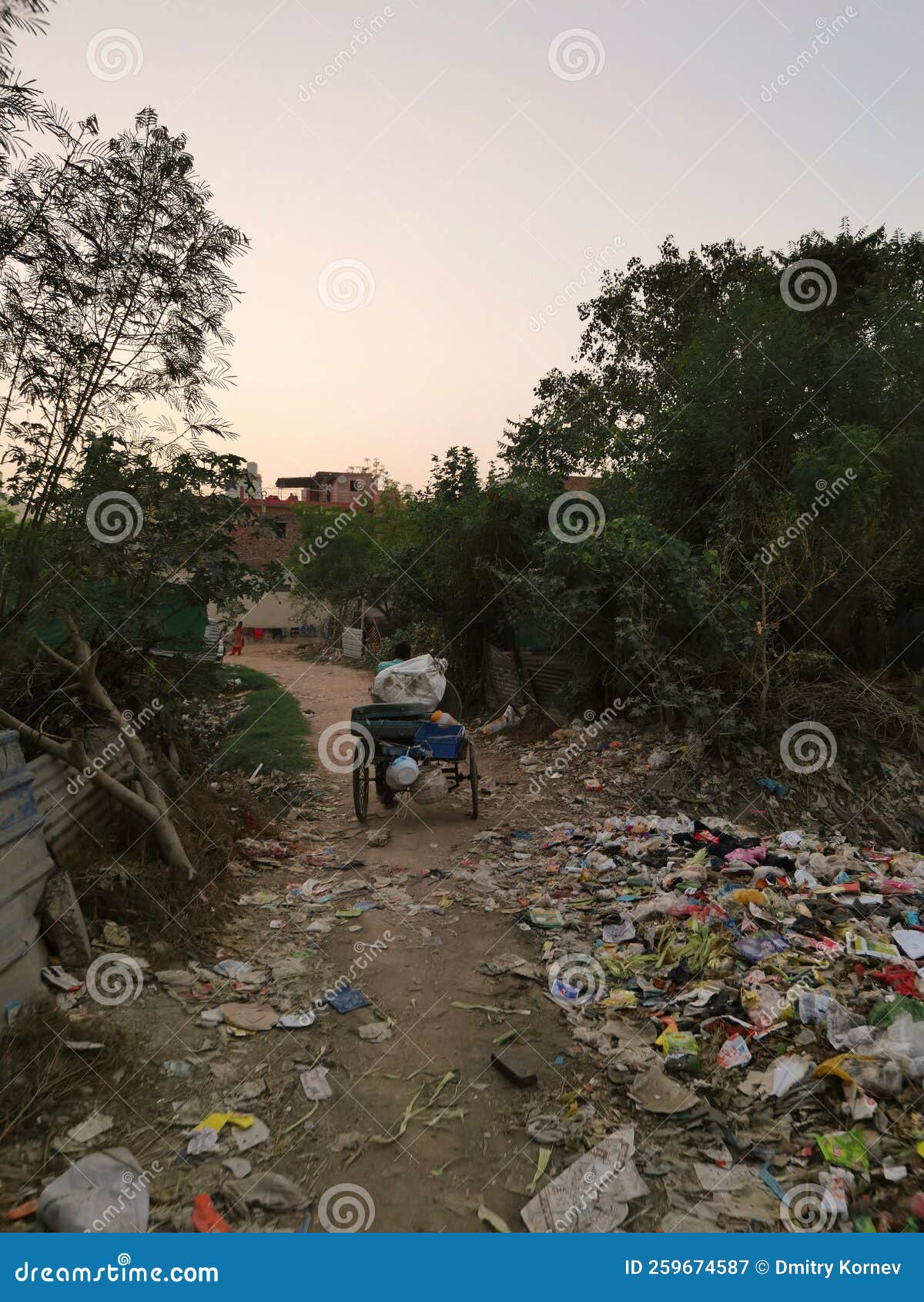 a lonely drifter riding the road of poverty thickly covered with the food garbage