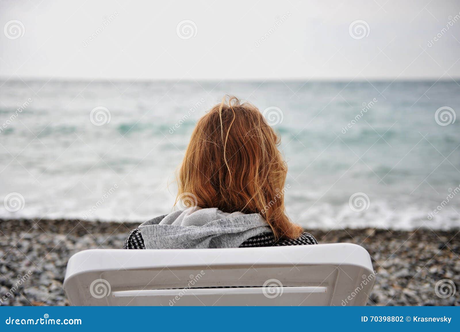 lonely girl at the sea
