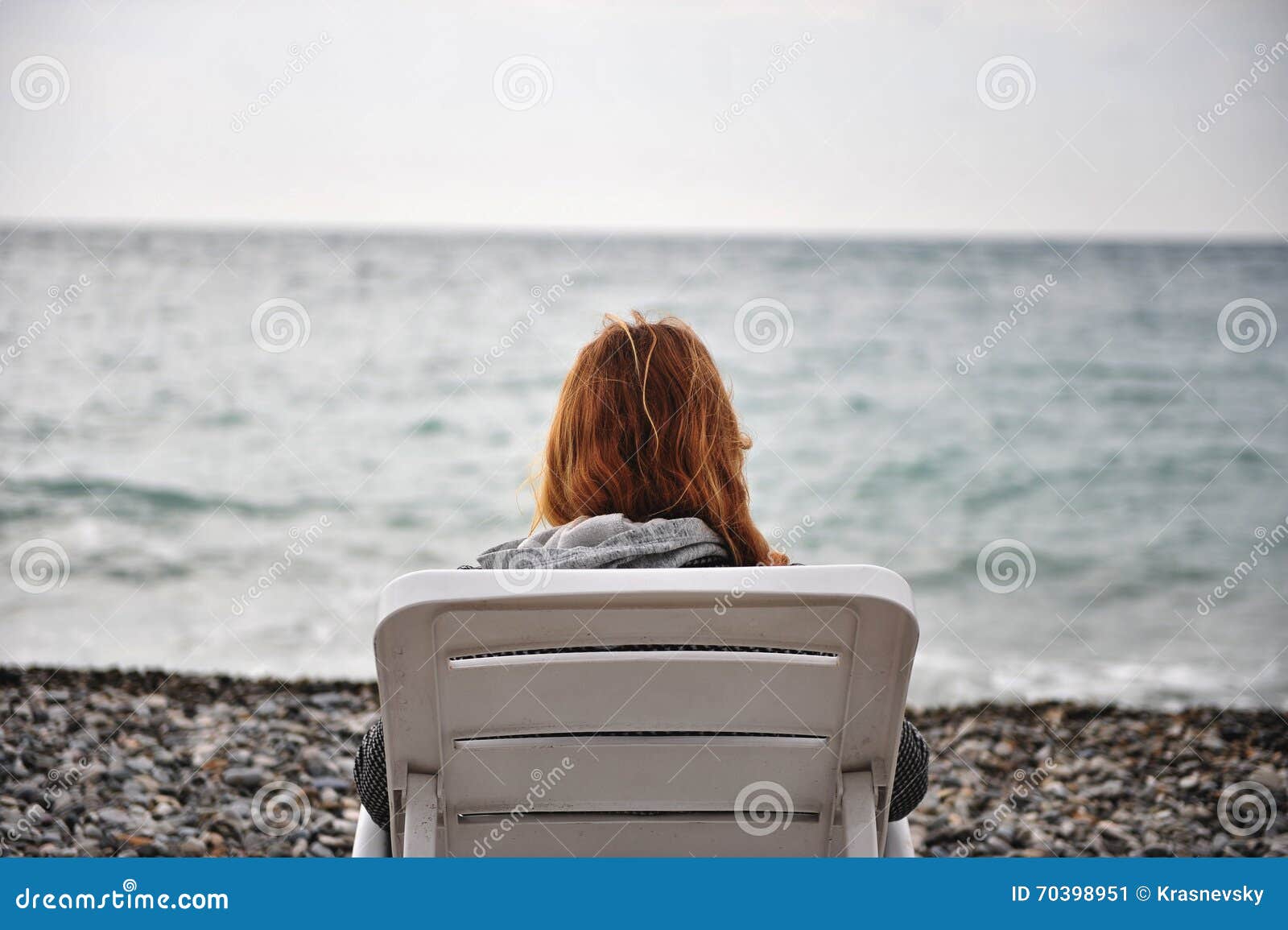 lonely girl at the sea