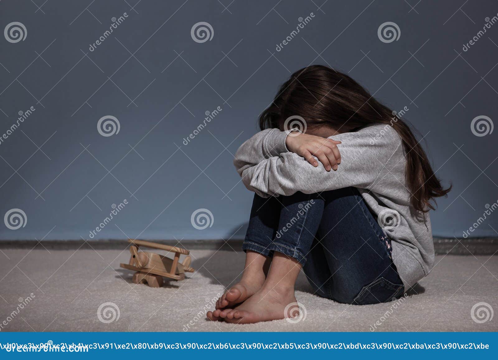 Lonely Sad Girl At Home. Saddened Alarmed Child Alone At Home. Stock Photo  - Image Of Angry, Abandoned: 218187418