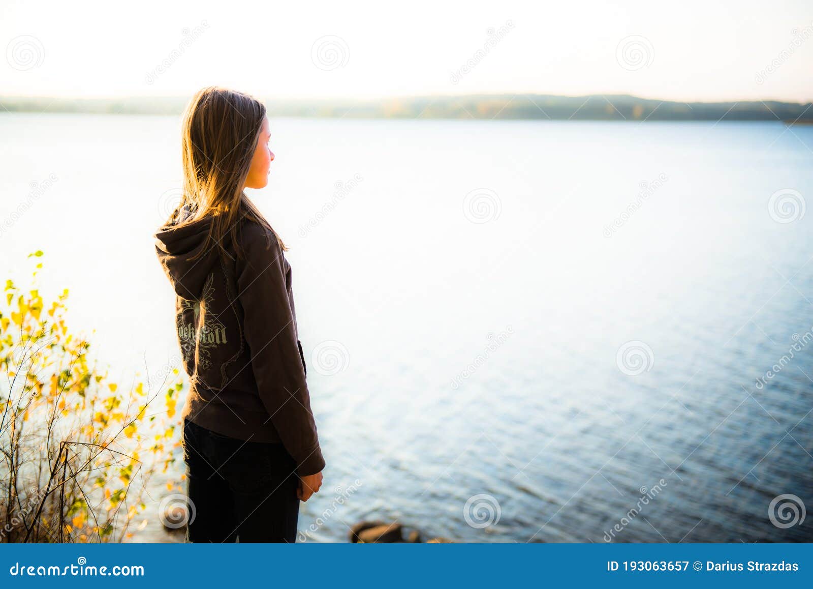 Lonely Sad Teenager Girl Near Water Stock Image - Image of hair ...