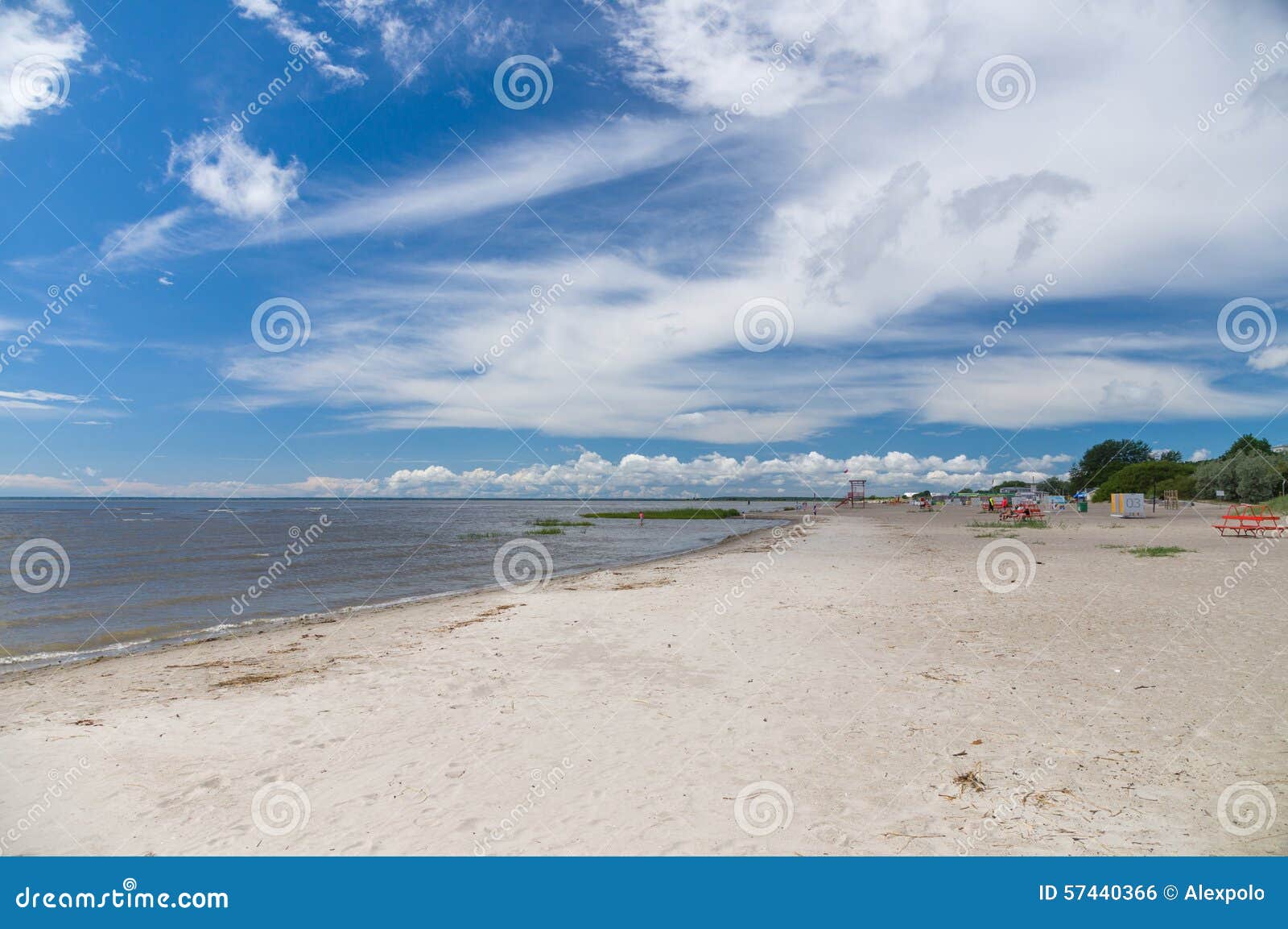 lonely sand beach of parnu city, estonia