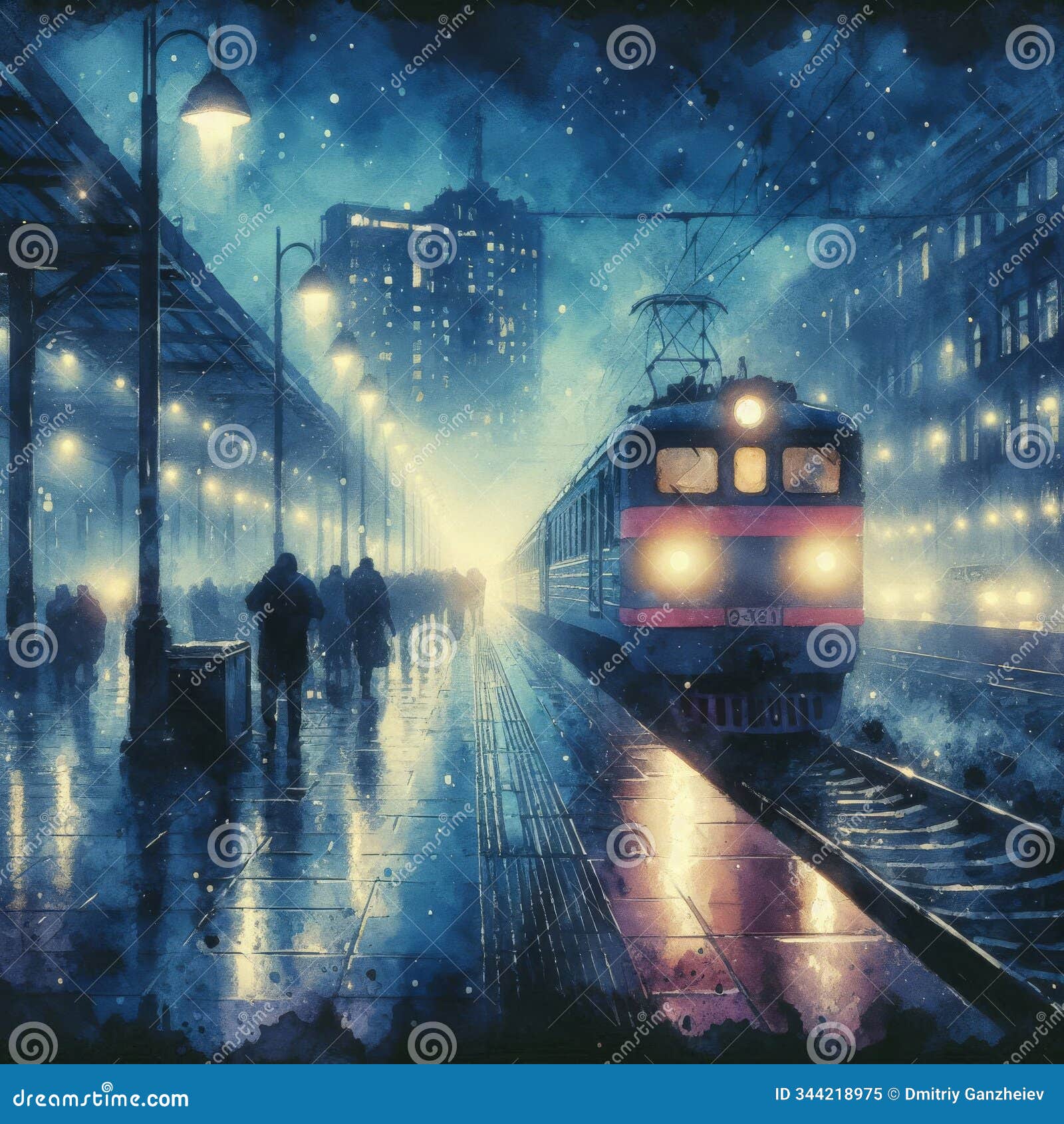 lonely soviet train at night