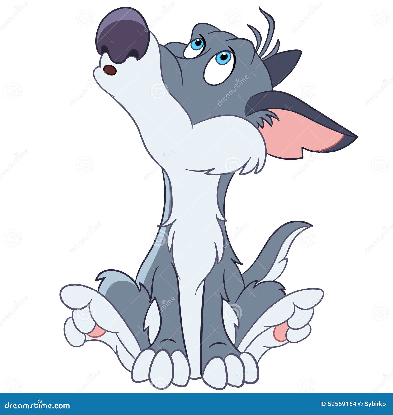 Lonely Howling Dog Windows Cartoon Vector | CartoonDealer.com #41073547
